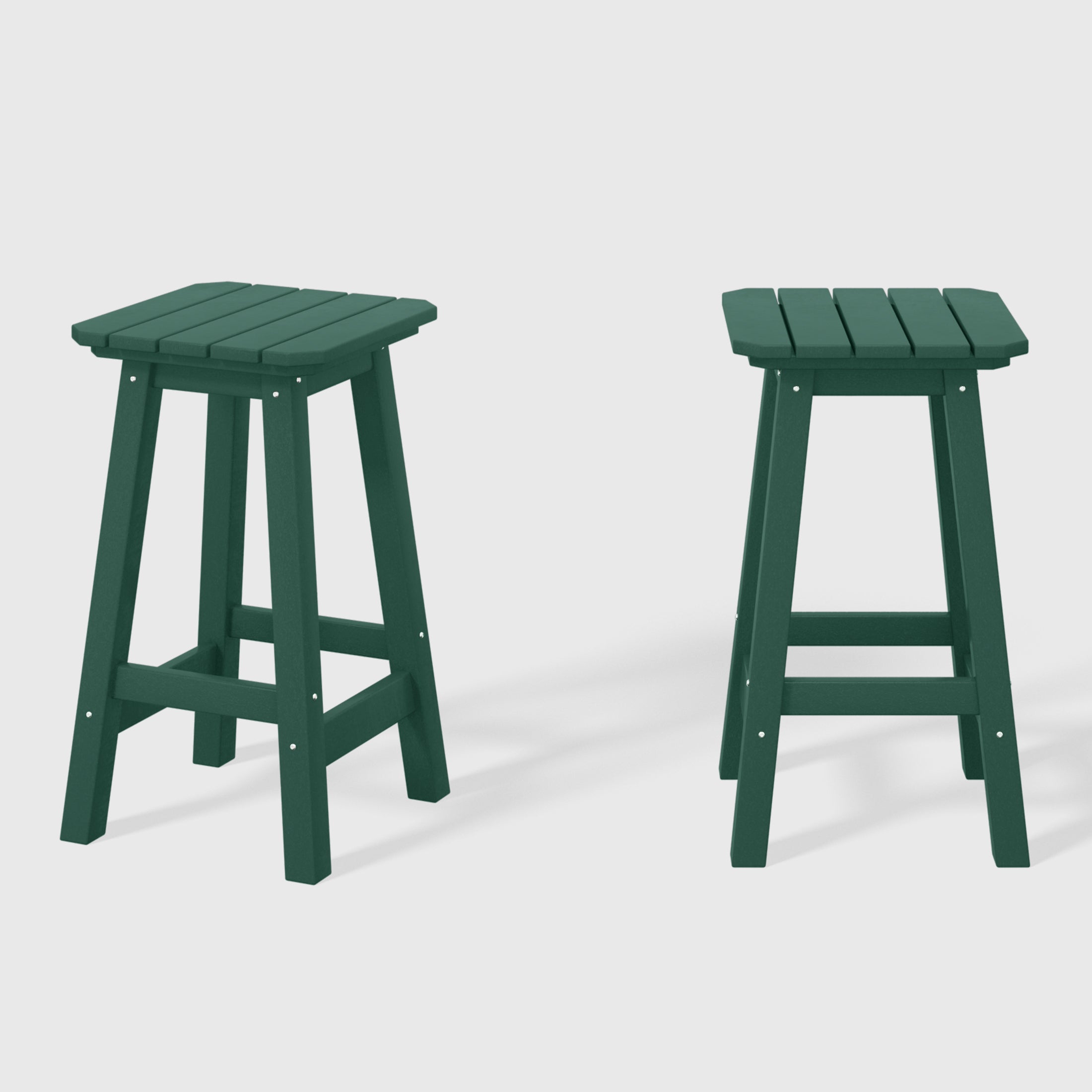 Paradise 24" HDPE Outdoor Patio Counter High Backless Square Bar Stools Set of 2