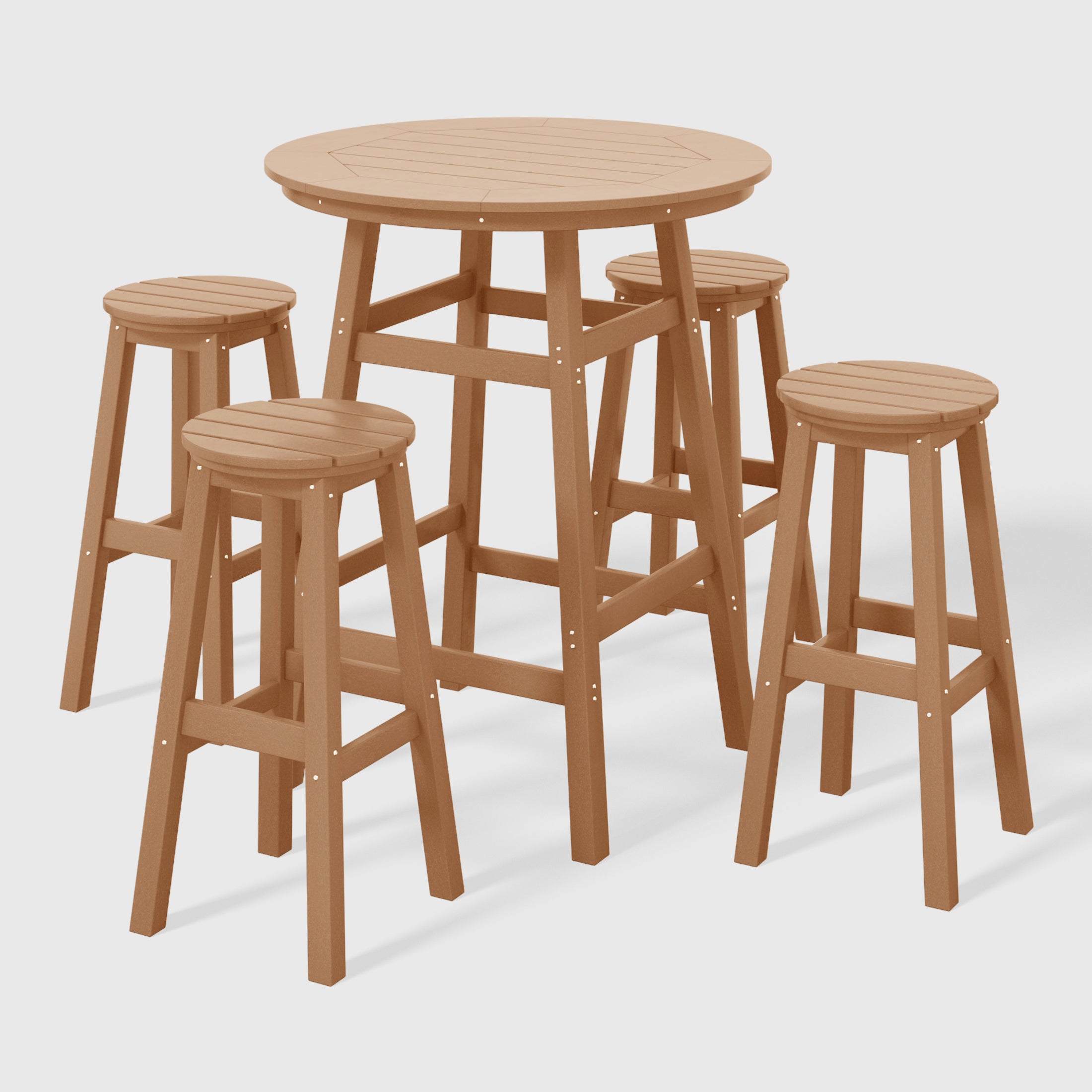 Paradise 5-Piece HDPE Outdoor Patio Dining Bar Bistro Table Set with Bar Stools