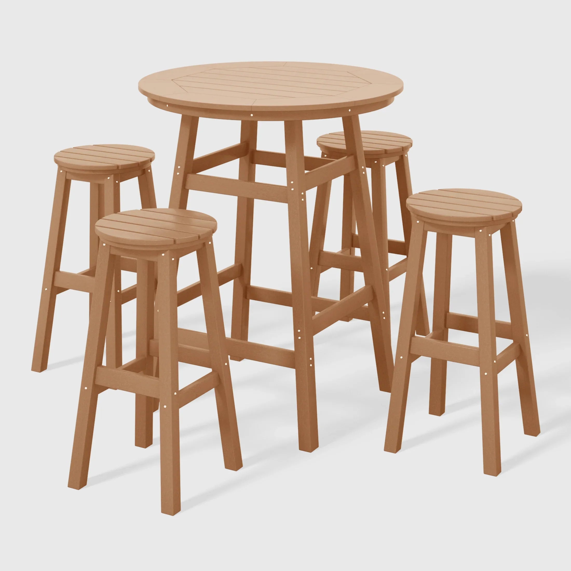 Paradise 5-Piece HDPE Outdoor Patio Dining Bar Bistro Table Set with Bar Stools