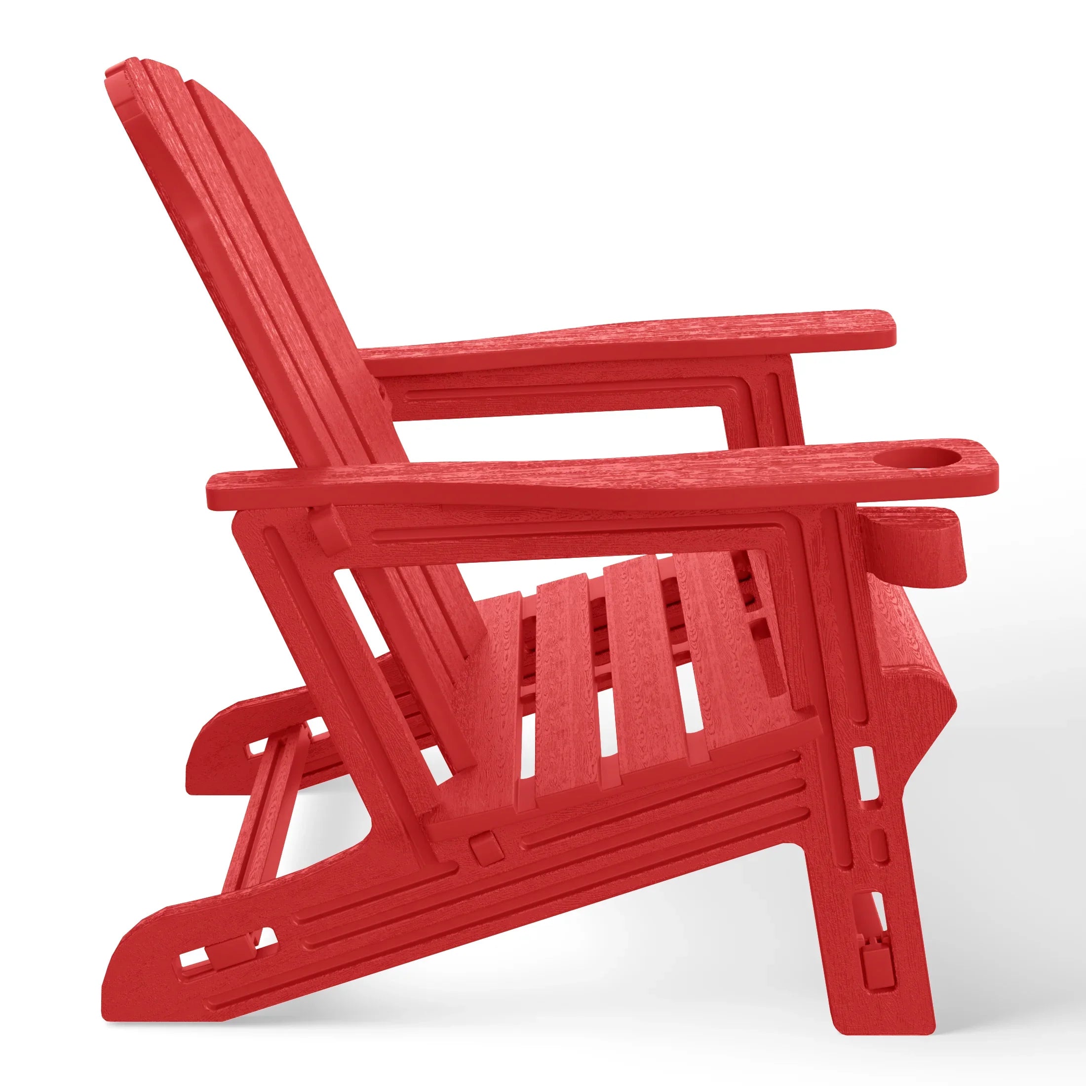 Cayman Tool-Free Assembly Outdoor Patio HDPE Plastic Adirondack Chair with Cup Holder
