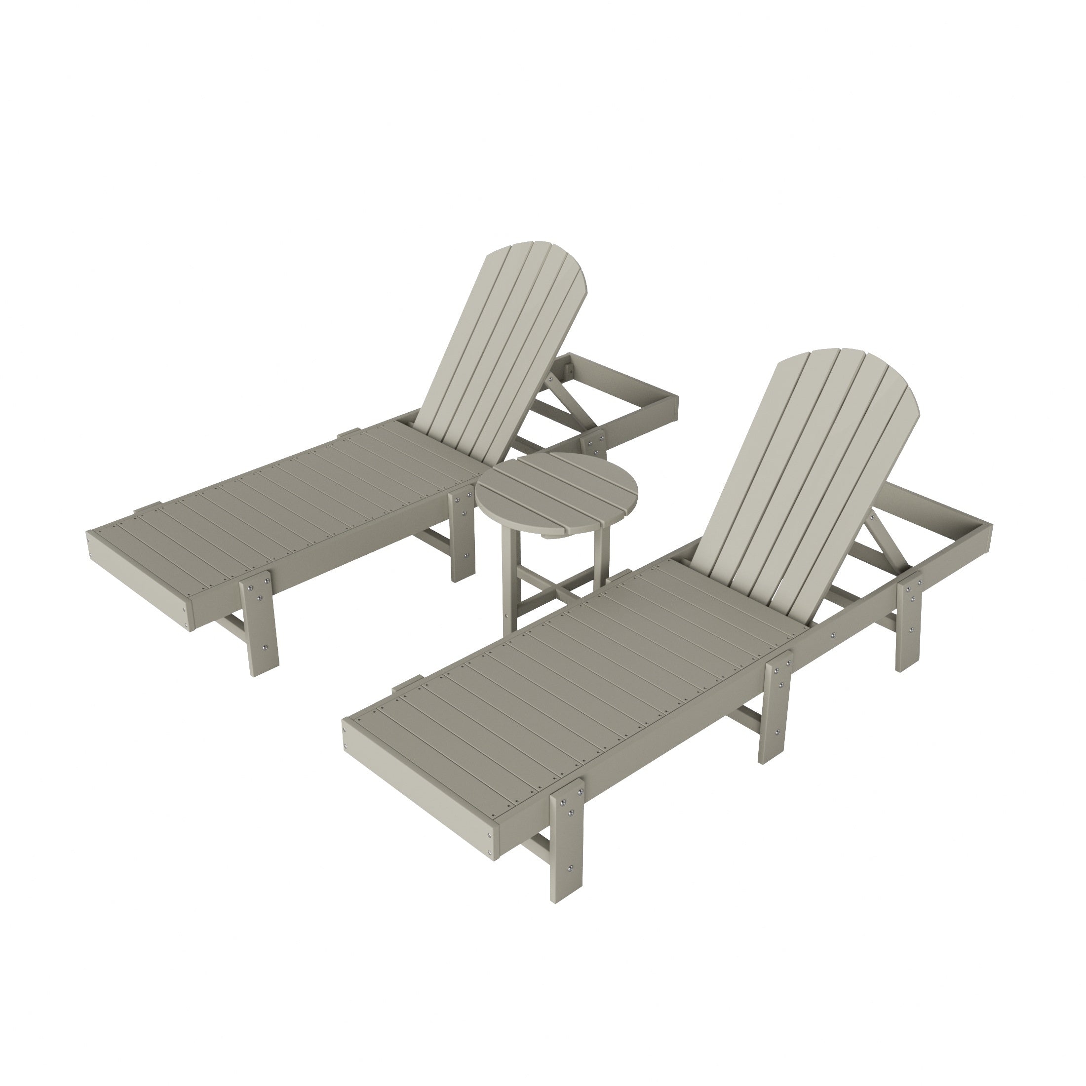 Portside 3 Piece Adirondack Poly Reclining Chaise Lounge