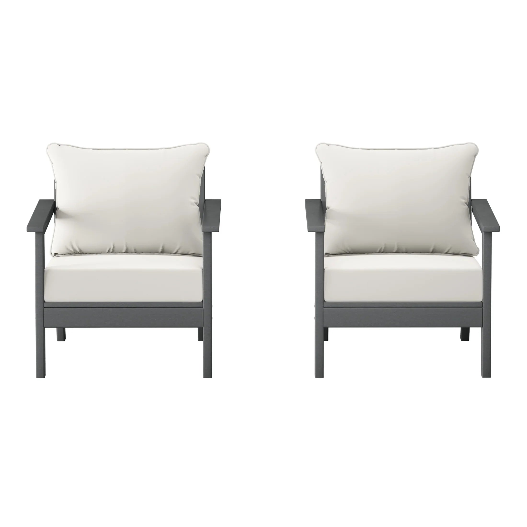 Portsmouth Outdoor Modern HDPE Patio Club Chairs with Deep Seat Cushions (Set of 2)