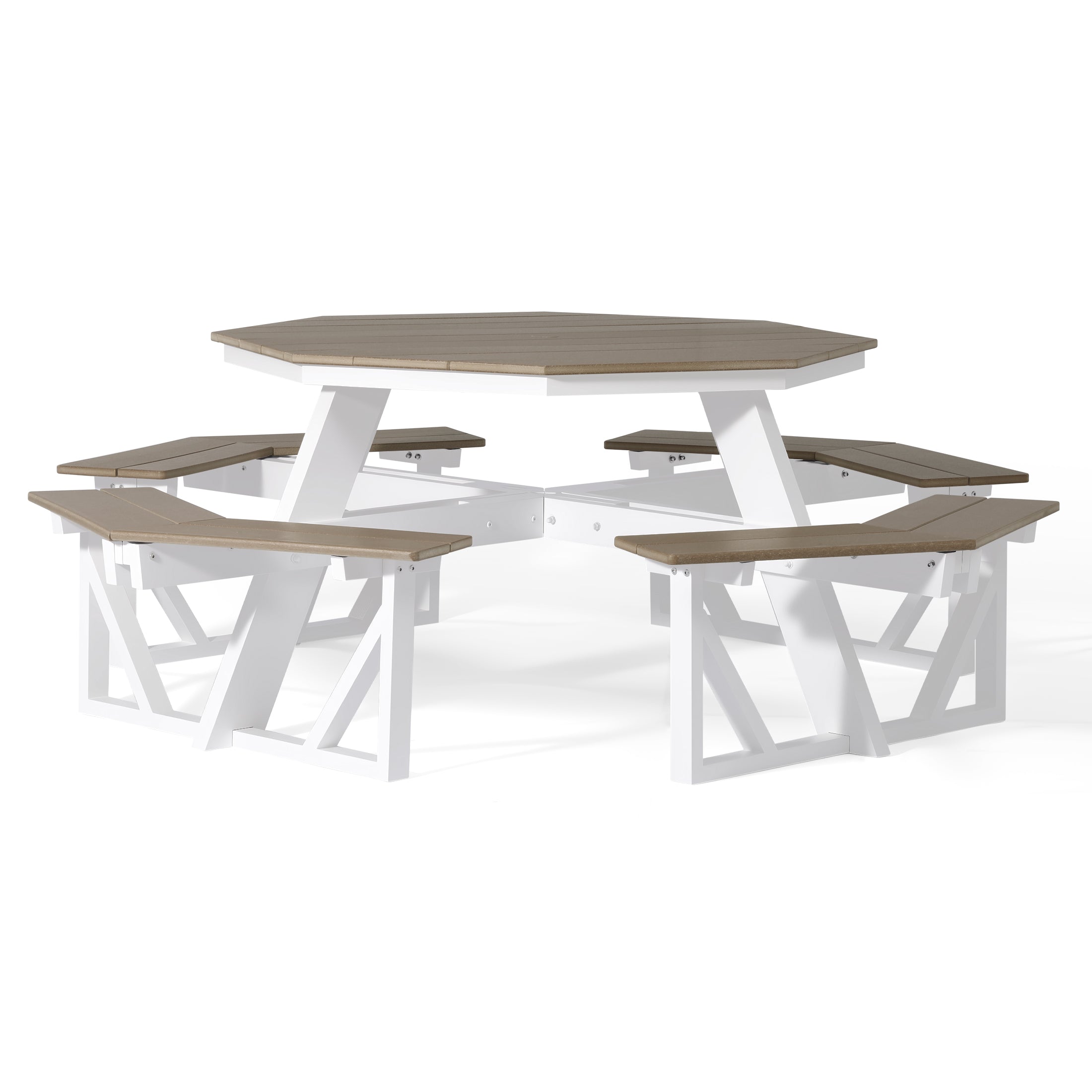 Macon Outdoor 48" HDPE 8-Person Patio Octagon Picnic Table