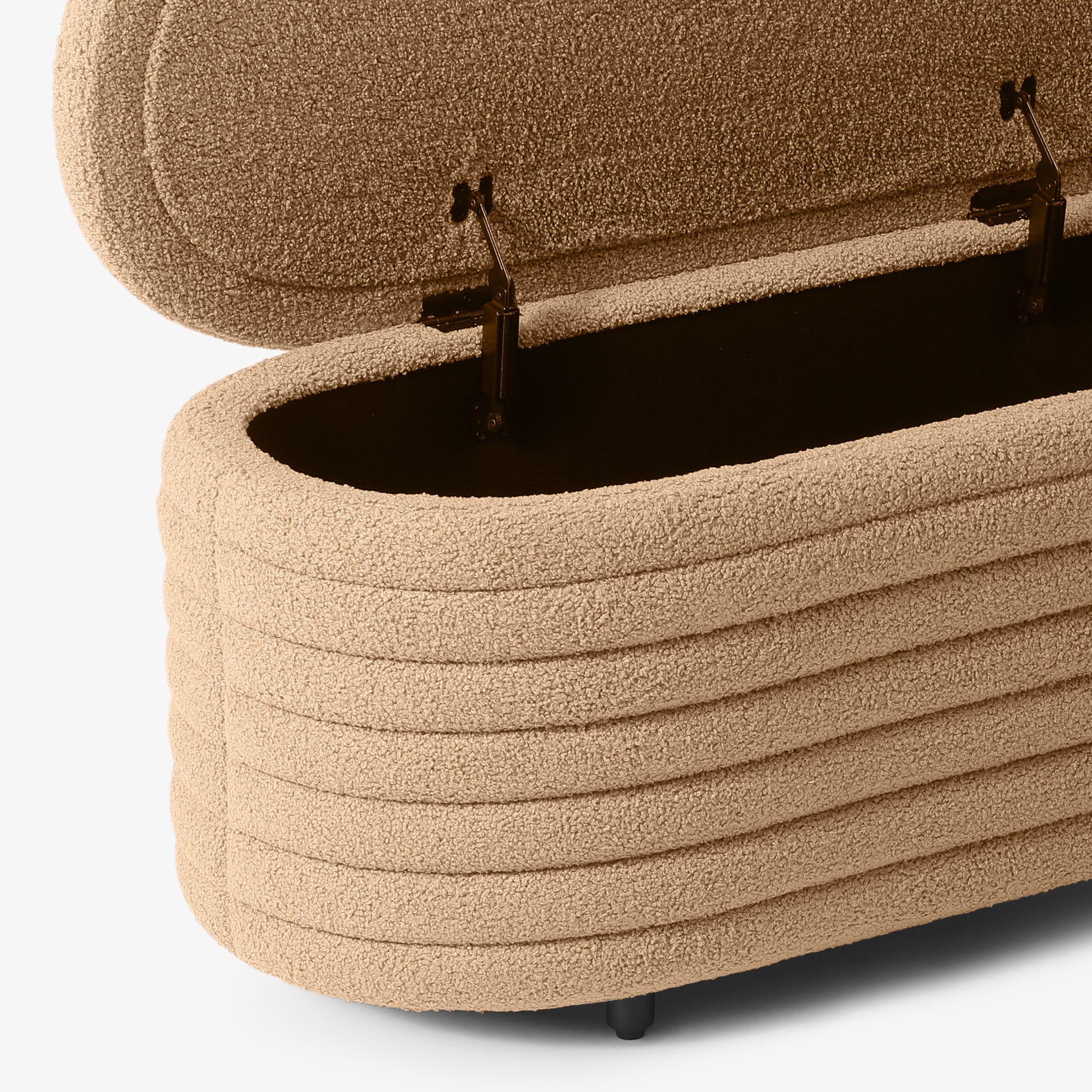 Celine 42" Wide Mid-Century Modern Upholstered Teddy Sherpa Tufted Oval Storage Ottoman Bench