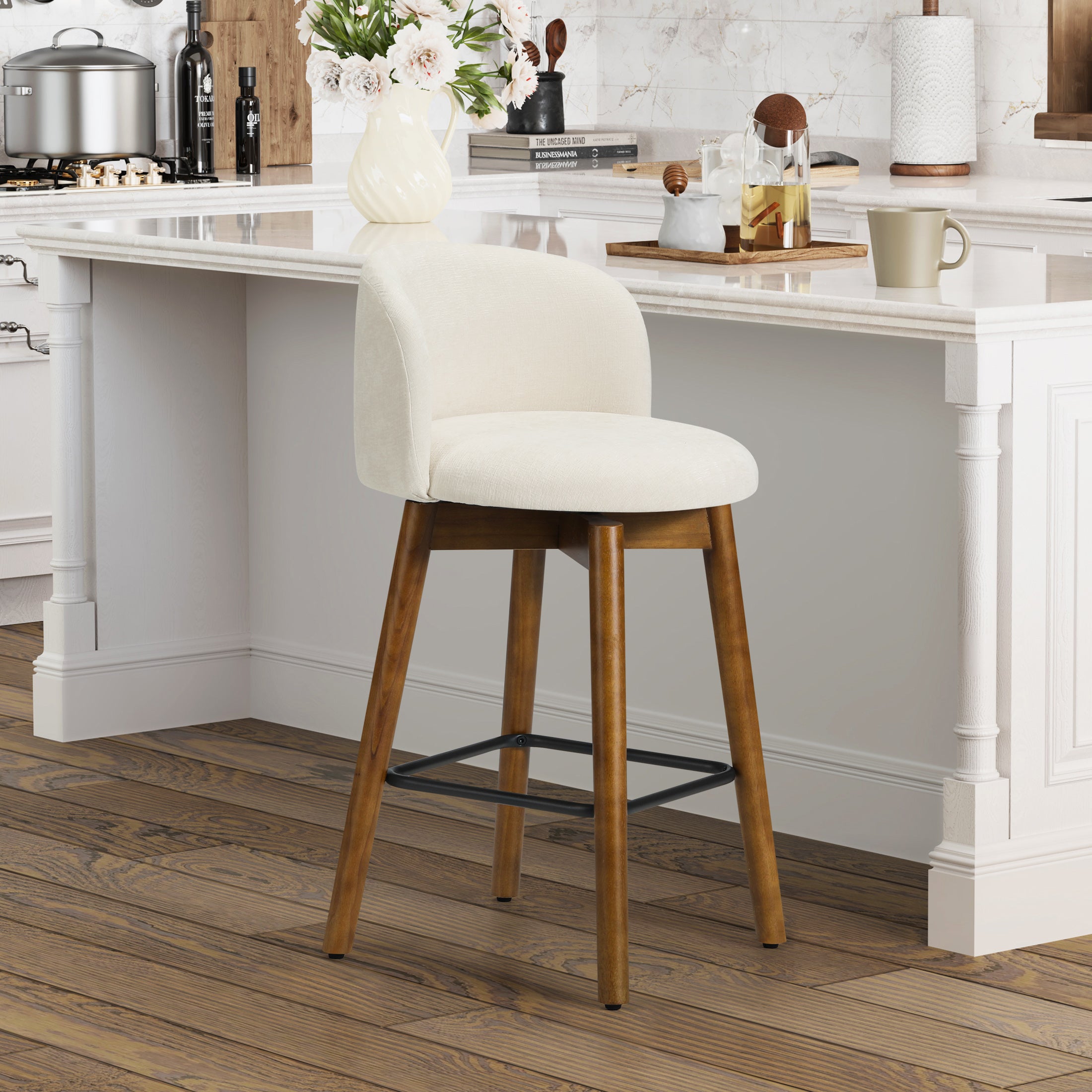 Danburry Modern Chenille Upholstered 26" Counter Height Swivel Bar Stool