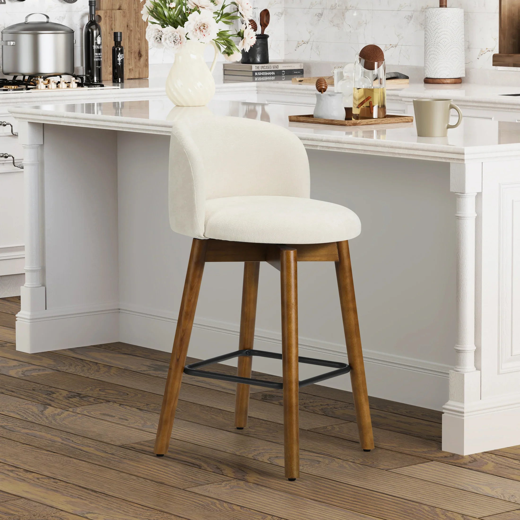 Danburry Modern Chenille Upholstered 26" Counter Height Swivel Bar Stool