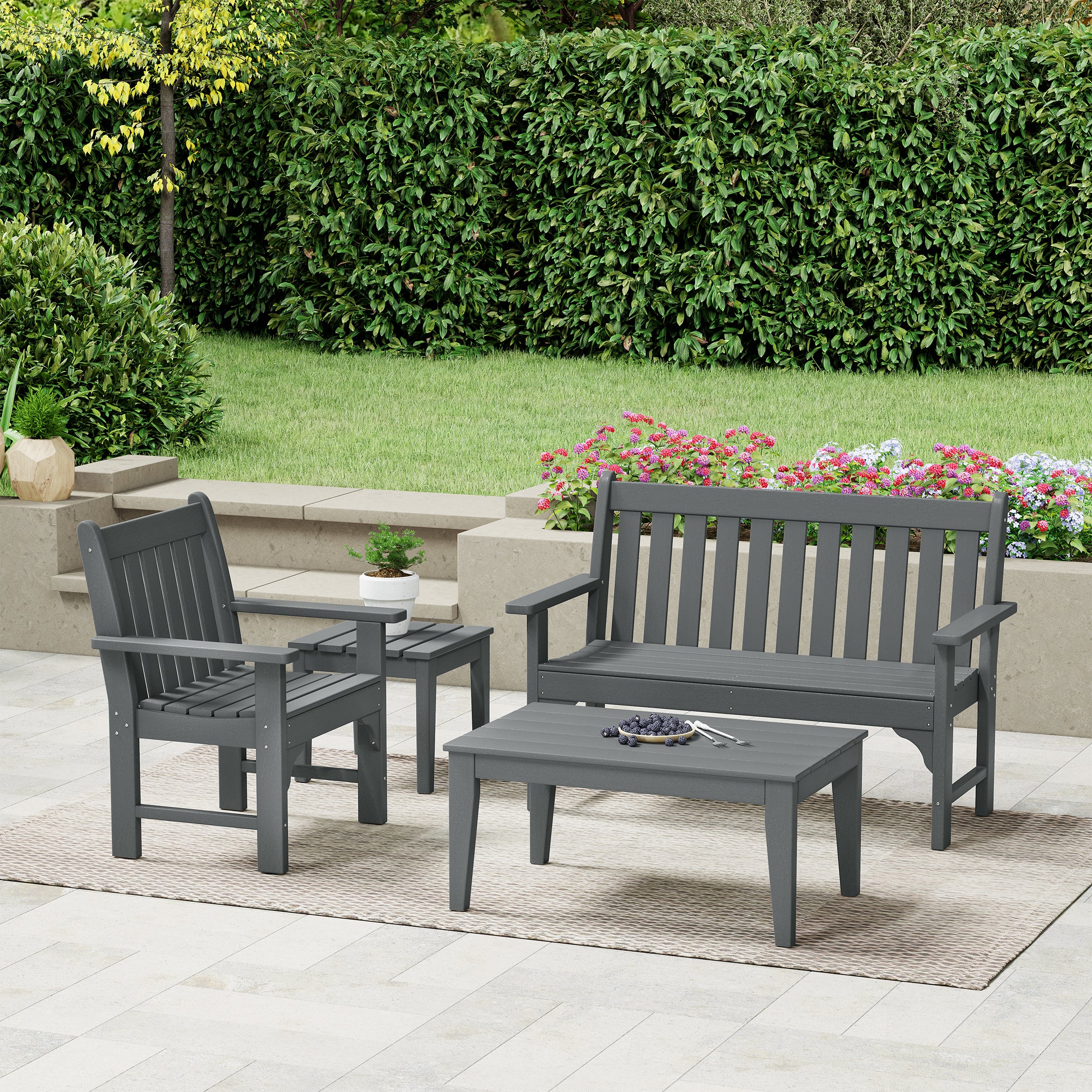 Paradise 4-Piece HDPE Outdoor Patio Furniture Couch Set