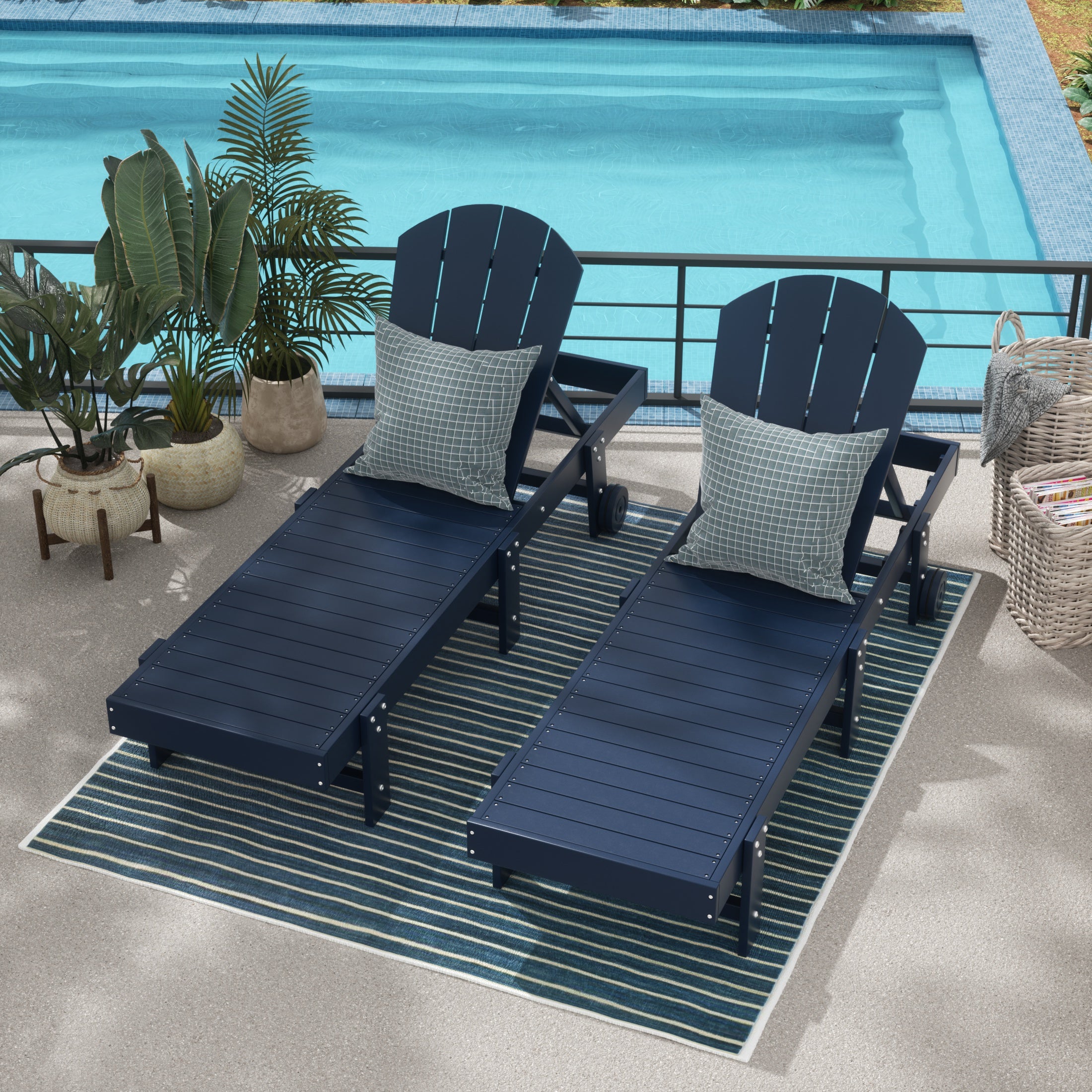 Paradise Adirondack Poly Reclining Chaise Lounge With Wheels (Set Of 2)