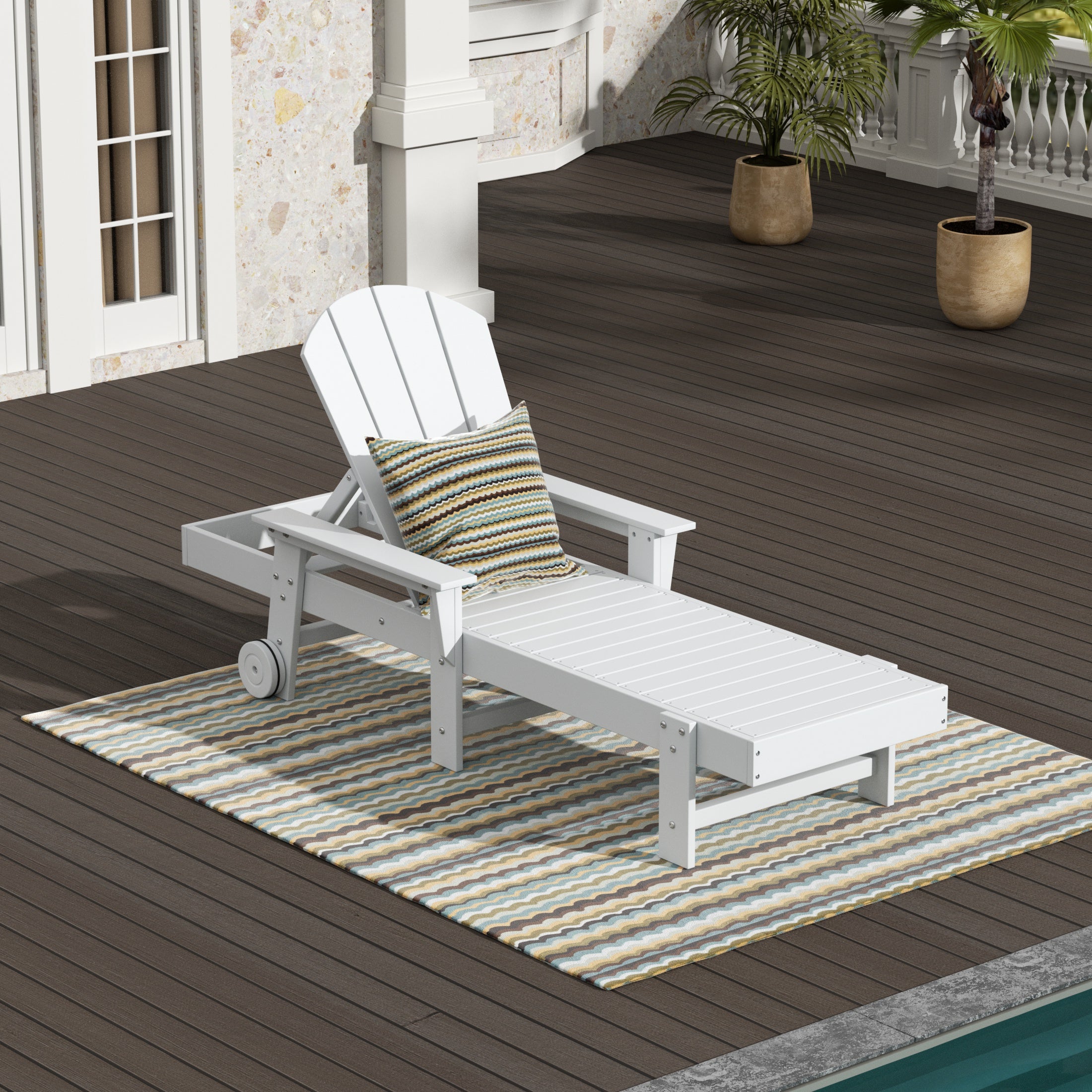 Paradise Reclining Chaise Lounge With Arms & Wheels