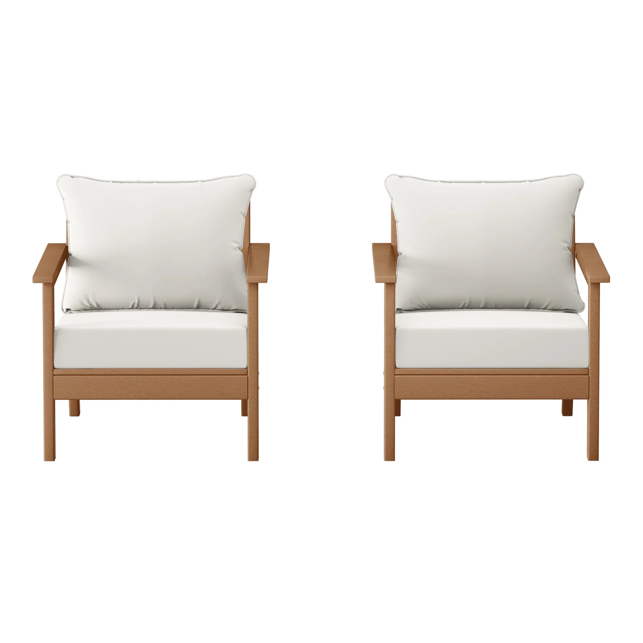 Portsmouth Outdoor Modern HDPE Patio Club Chairs with Deep Seat Cushions (Set of 2)