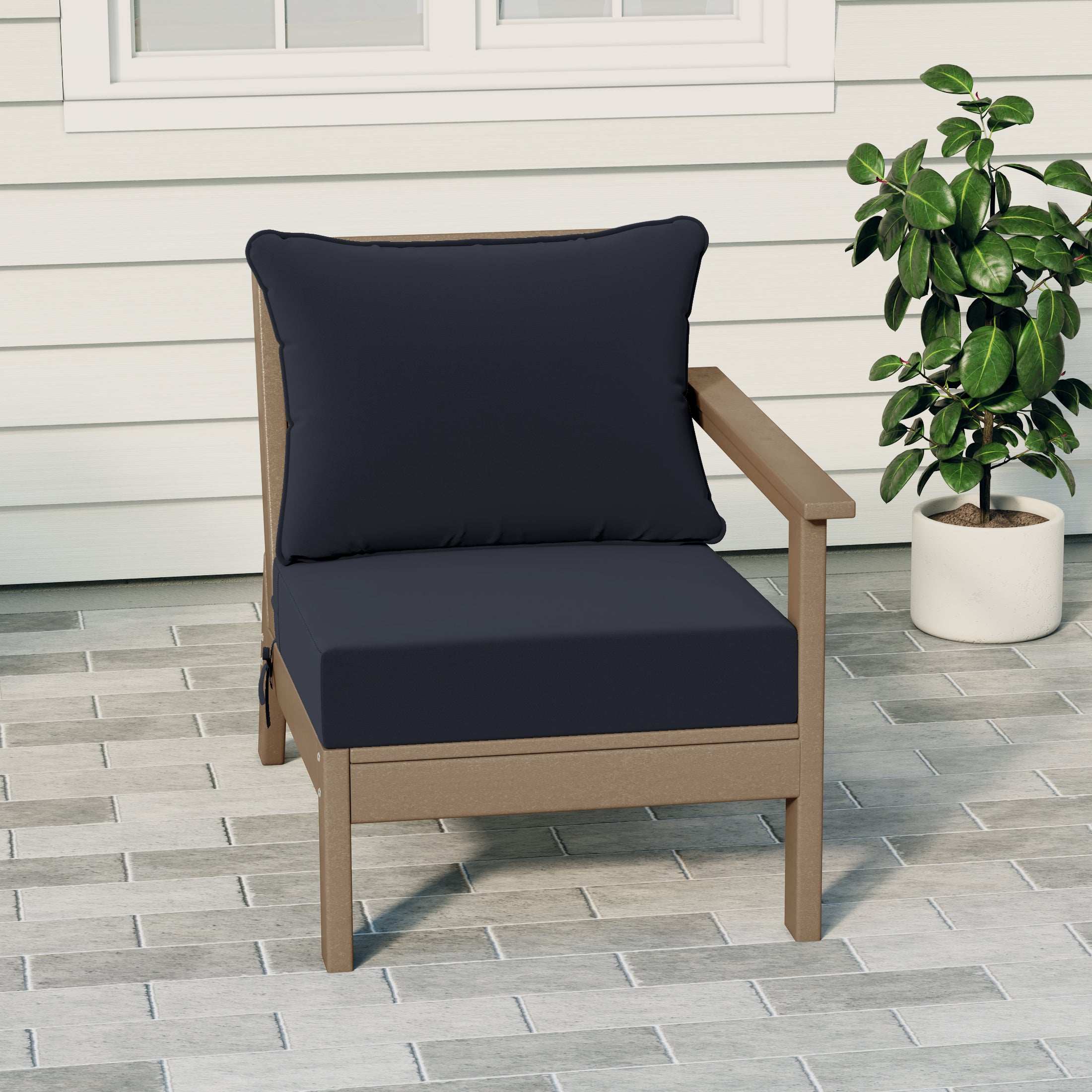 Portsmouth Outdoor Patio HDPE Right Arm Sectional Corner Club Chair with Patio Cushions