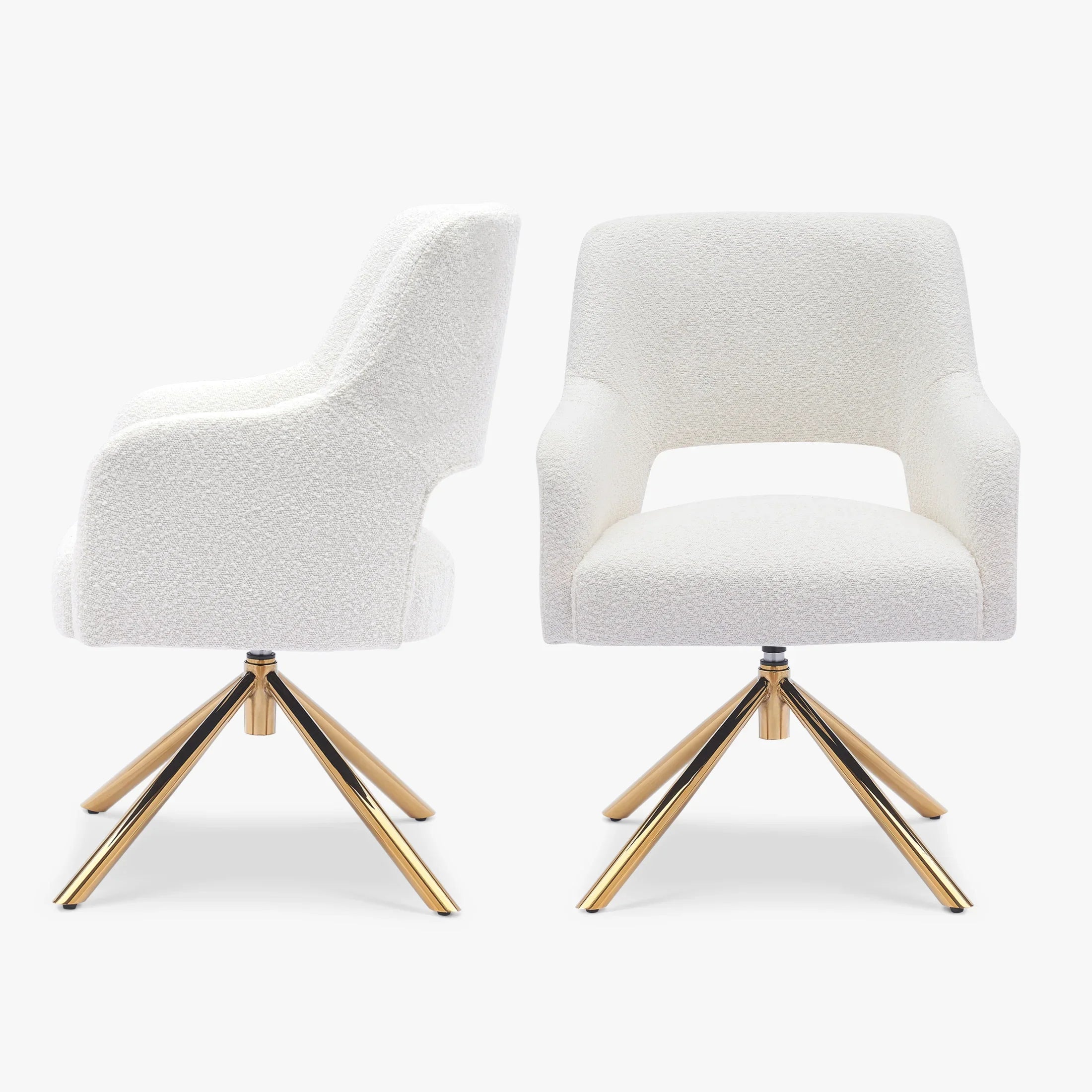 Amélie Mid-Century Modern Wide Boucle Swivel Accent Arm Chair (Set of 2)