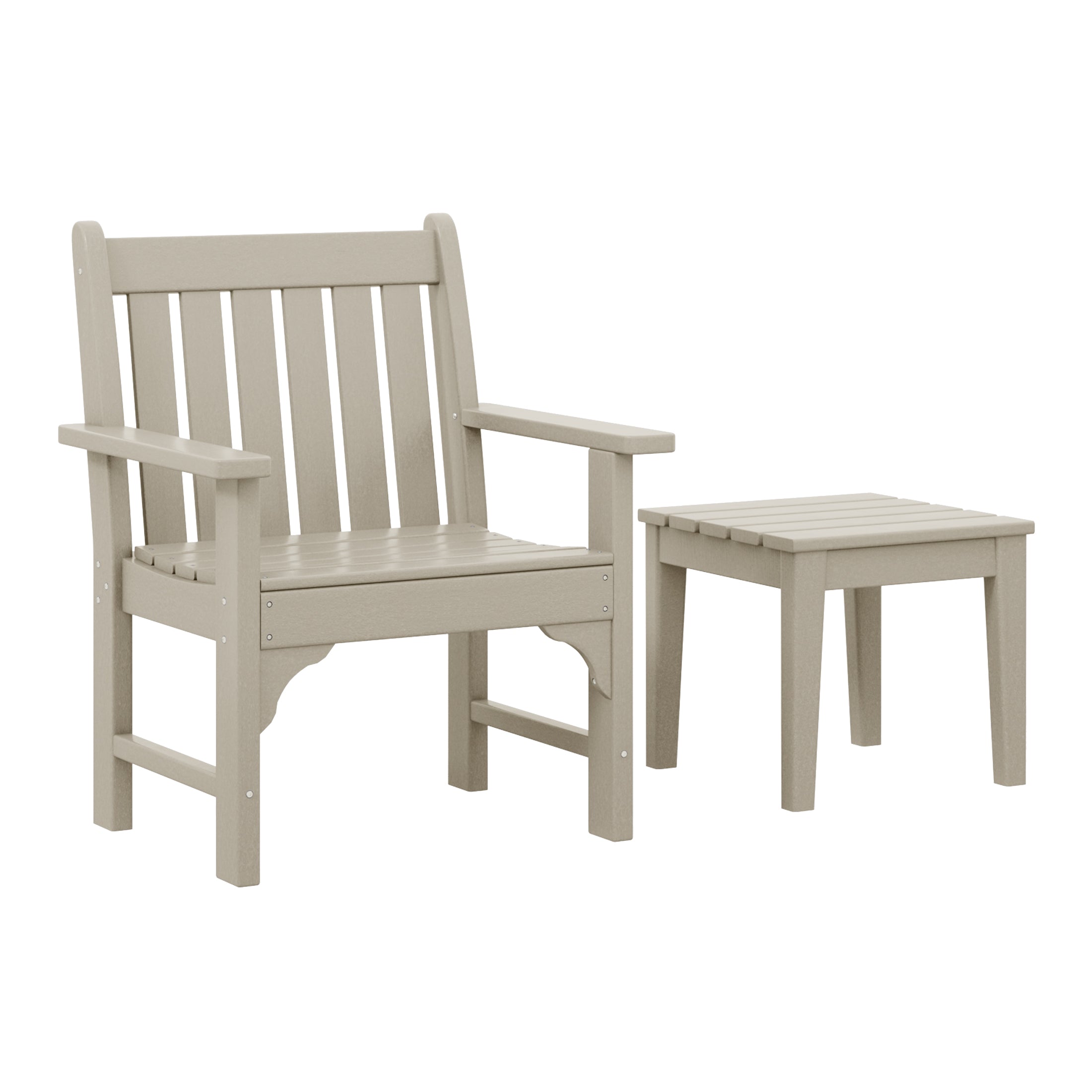 Paradise Outdoor Patio 2-Piece HDPE Adirondack Garden Chair with Square Adirondack Side Table Set