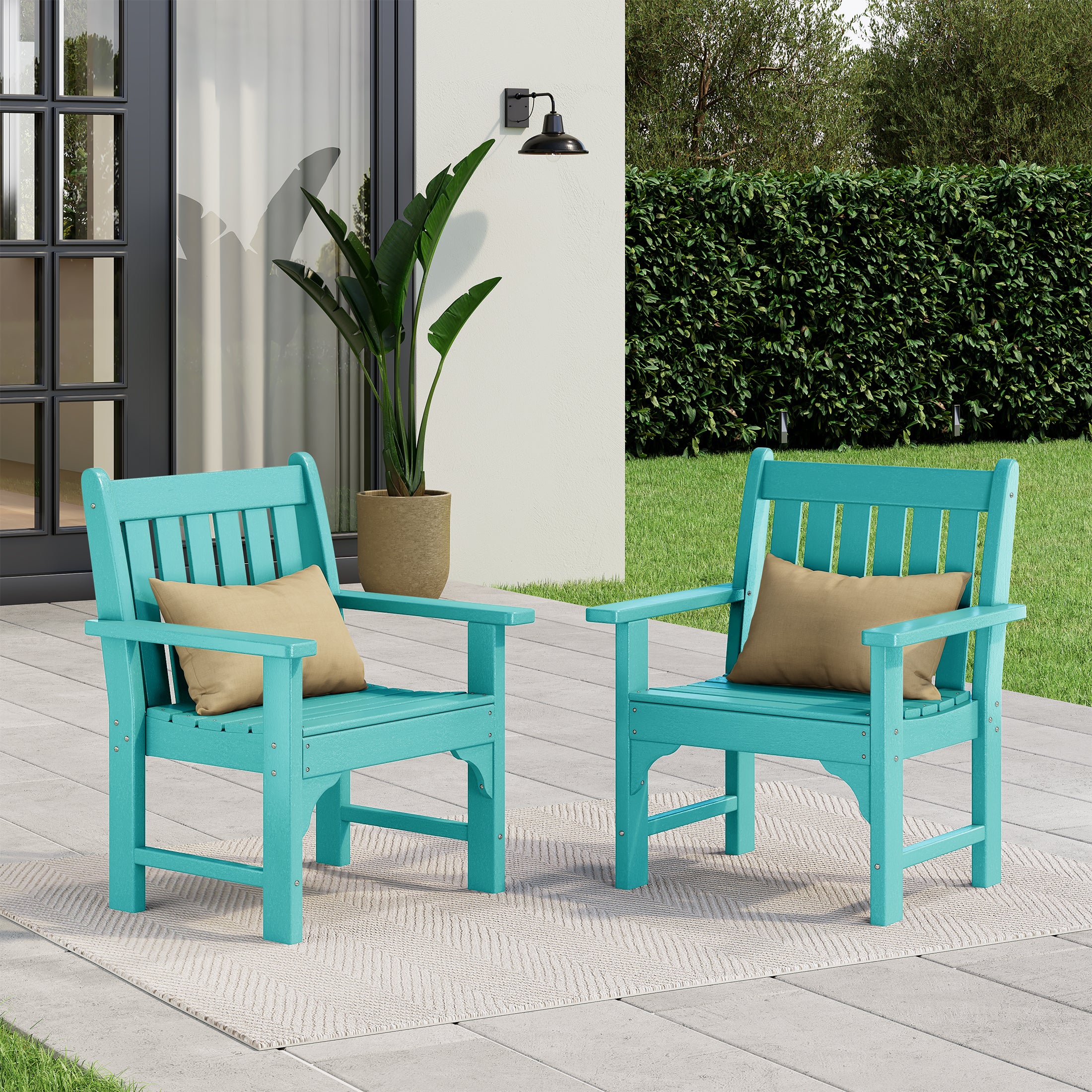 Paradise Outdoor Patio HDPE Adirondack Dining Arm Chairs (Set of 2)