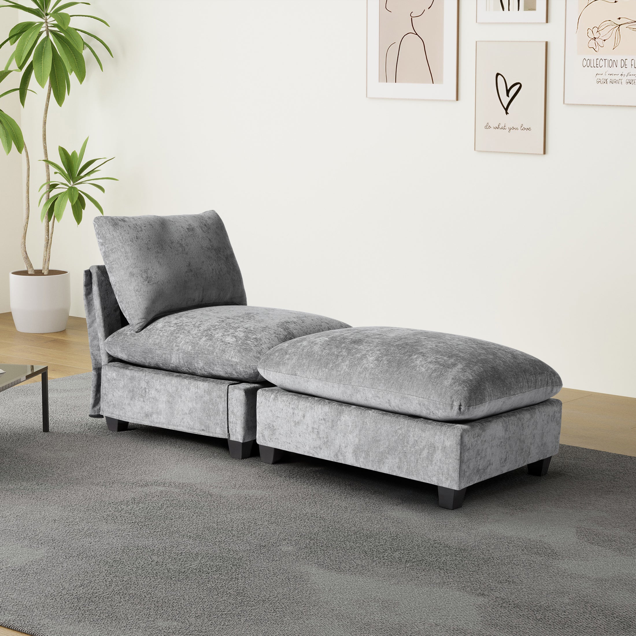 Springfield 68.5" Chenille Upholstered Indoor Chaise Lounge Chair