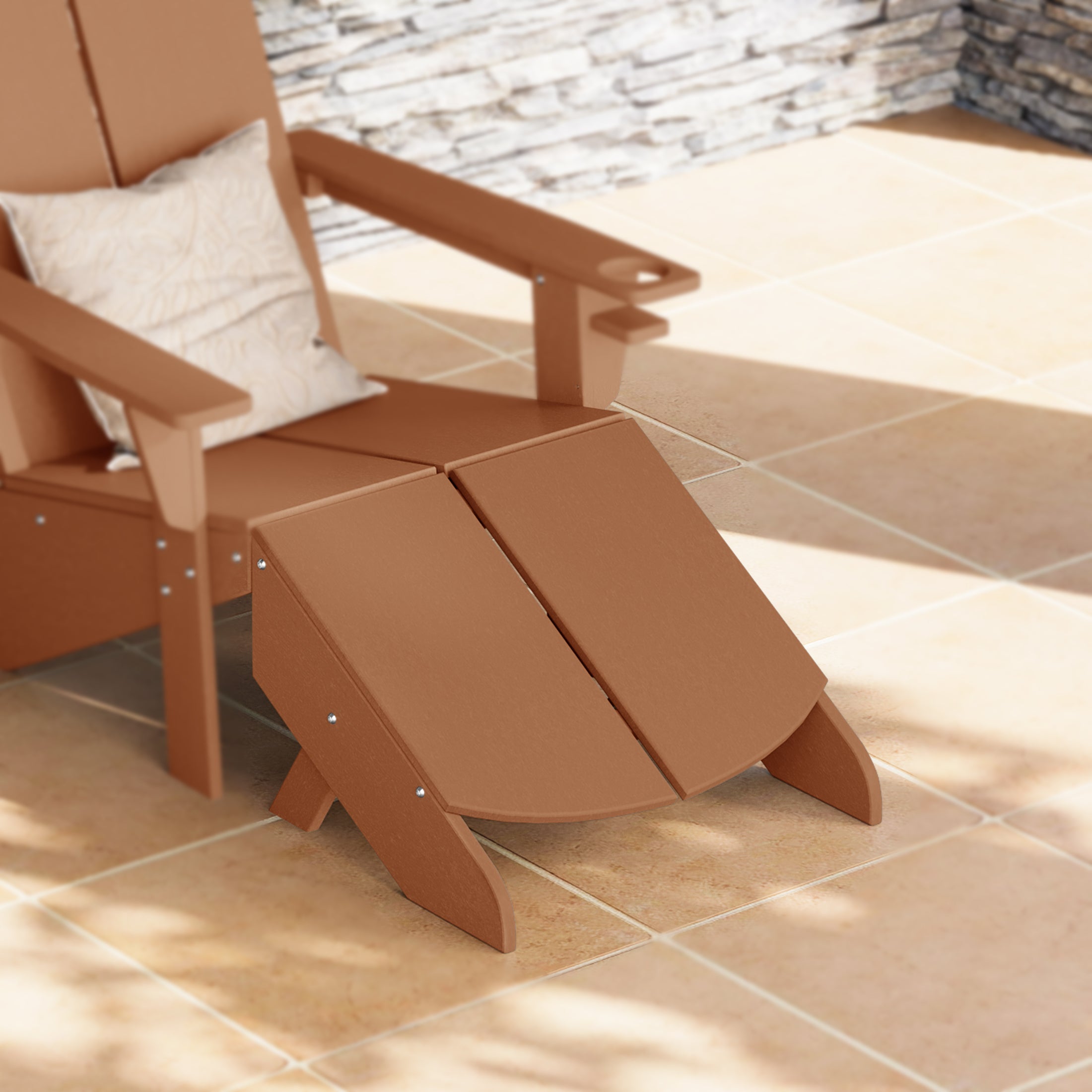 Seaview Modern HDPE Plastic Folding Patio Adirondack Ottoman