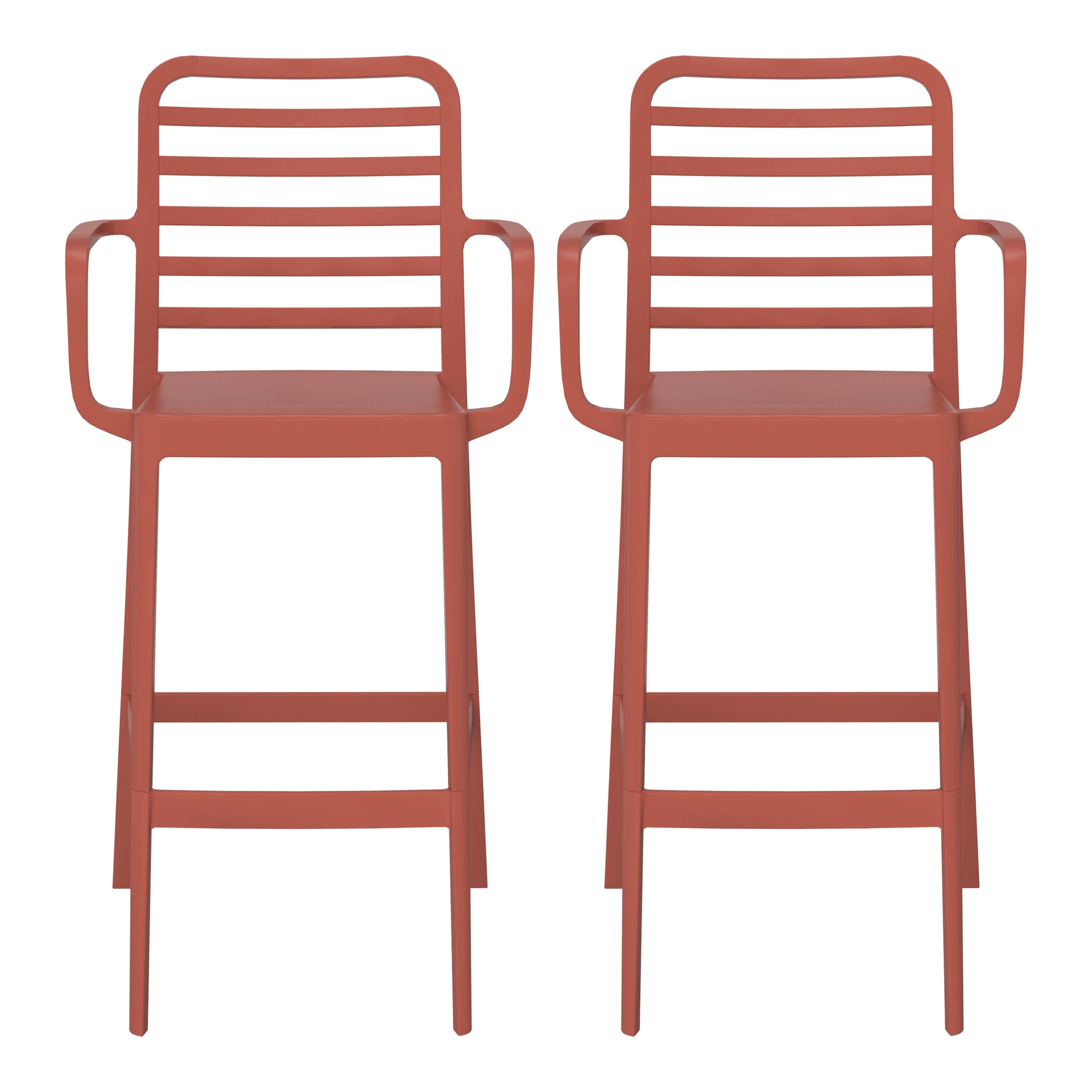 Sunshine 29.5" Outdoor Polypropylene Plastic Patio Bar Height Stools (Set of 2)