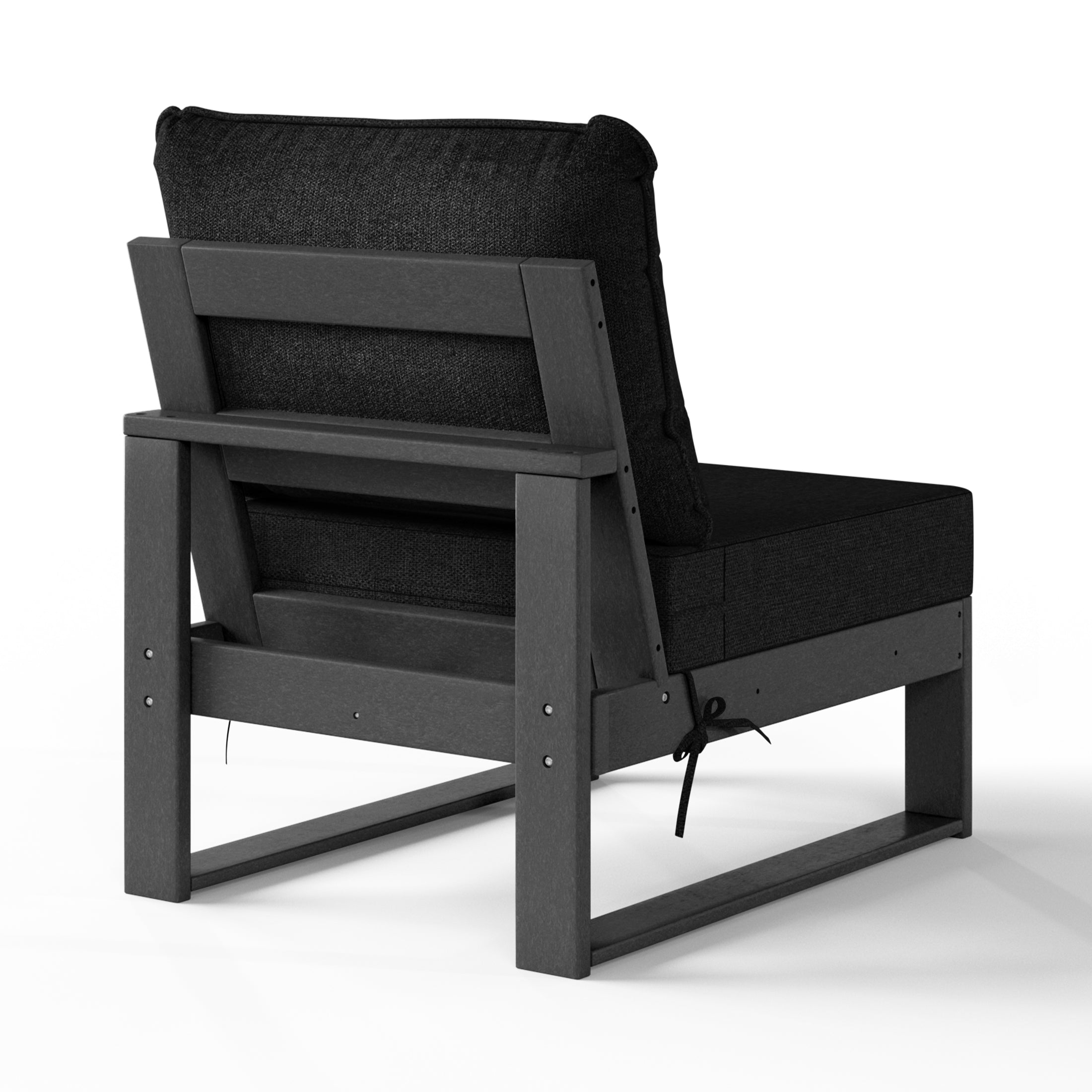 Rockaway Outdoor HDPE Sectional Armless Chair with Water-Proof Patio Cushions