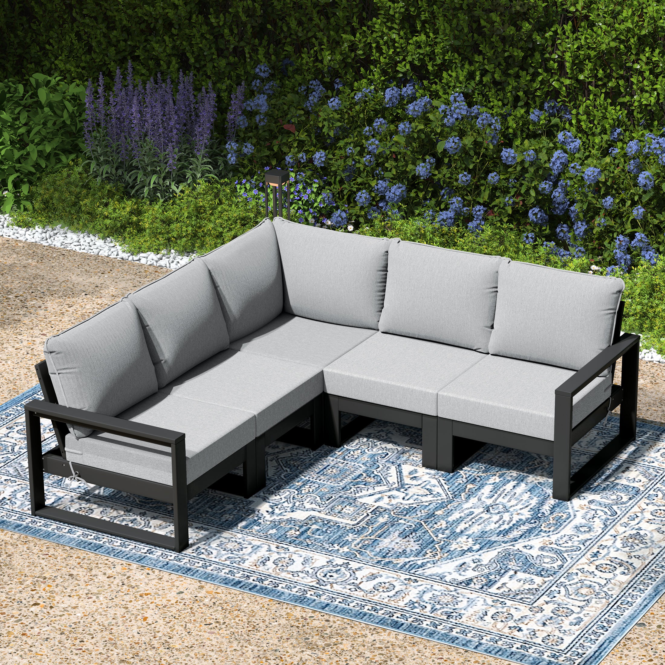 Rockaway 5-Piece Outdoor Patio Corner Sectional Sofa Conversation Set