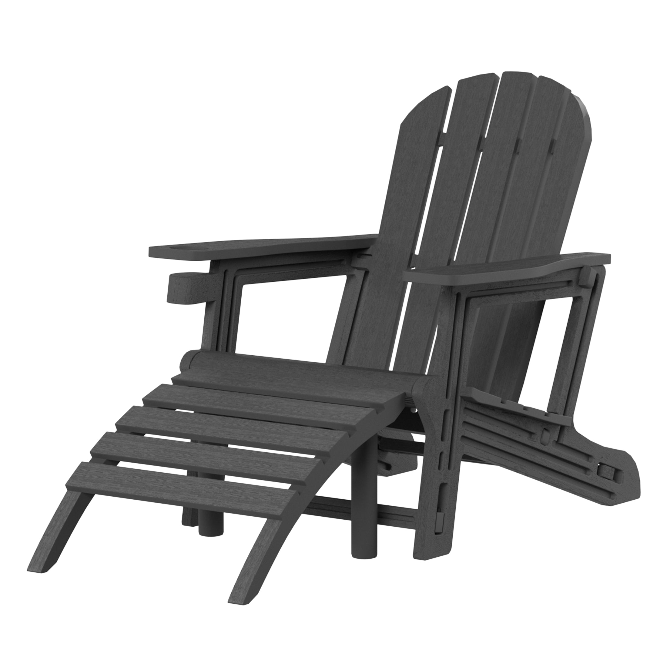 Cayman No-Tools Outdoor HDPE Patio Adirondack Chair with Patio Ottoman