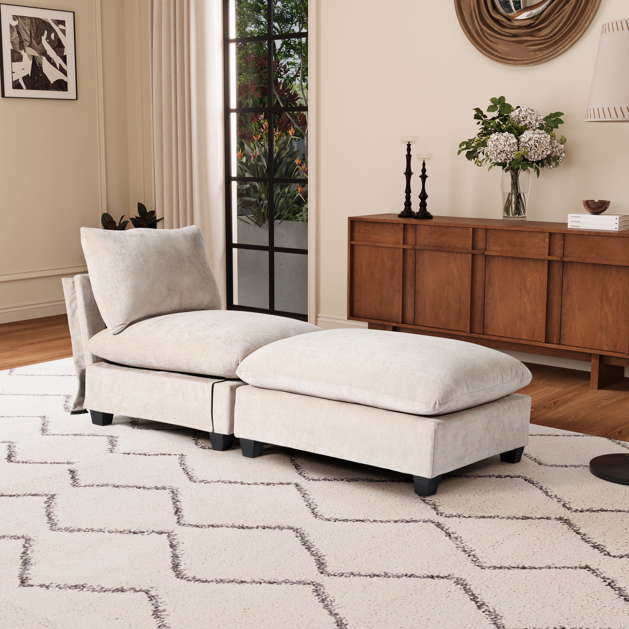 Springfield 68.5" Chenille Upholstered Indoor Chaise Lounge Chair