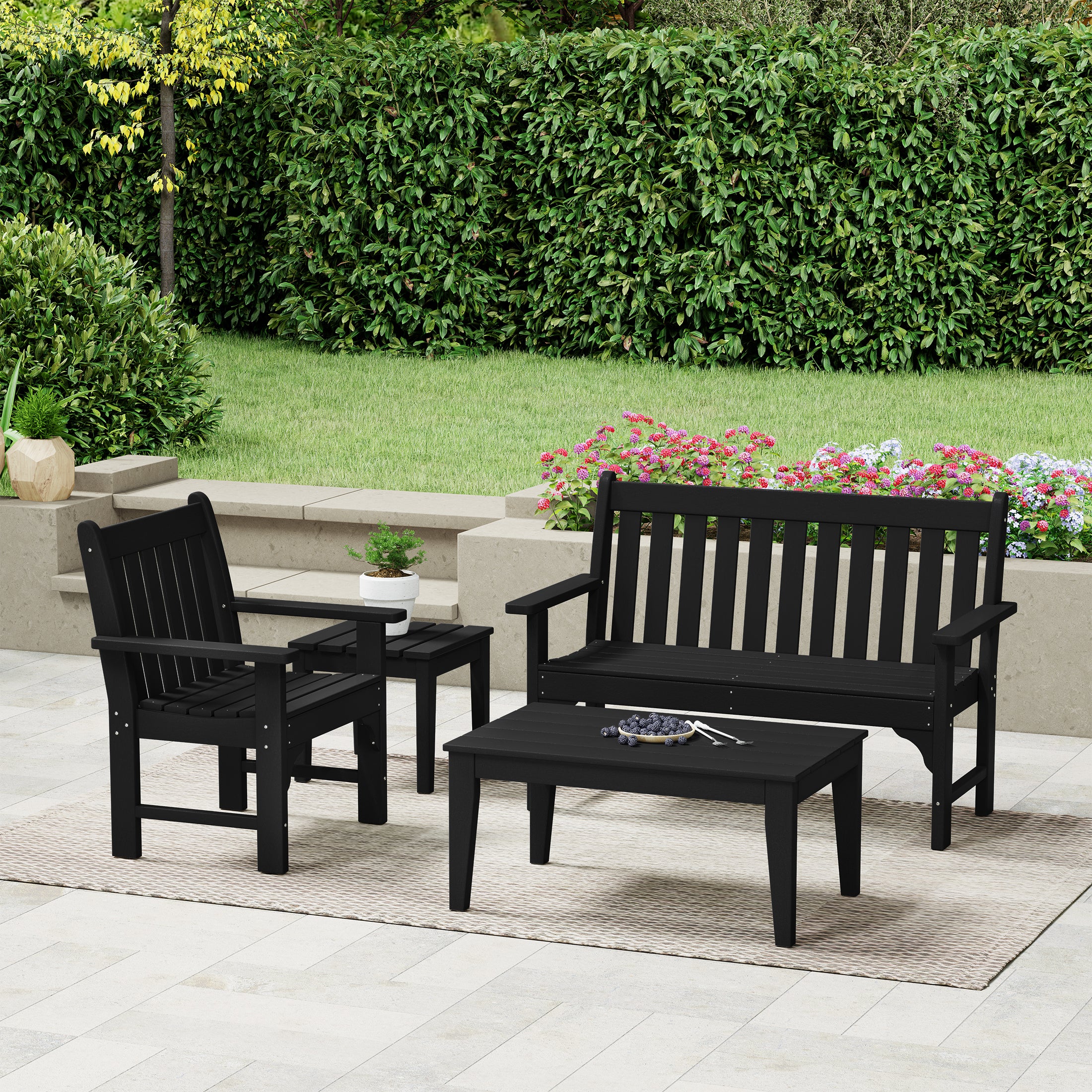Paradise 4-Piece HDPE Outdoor Patio Furniture Couch Set