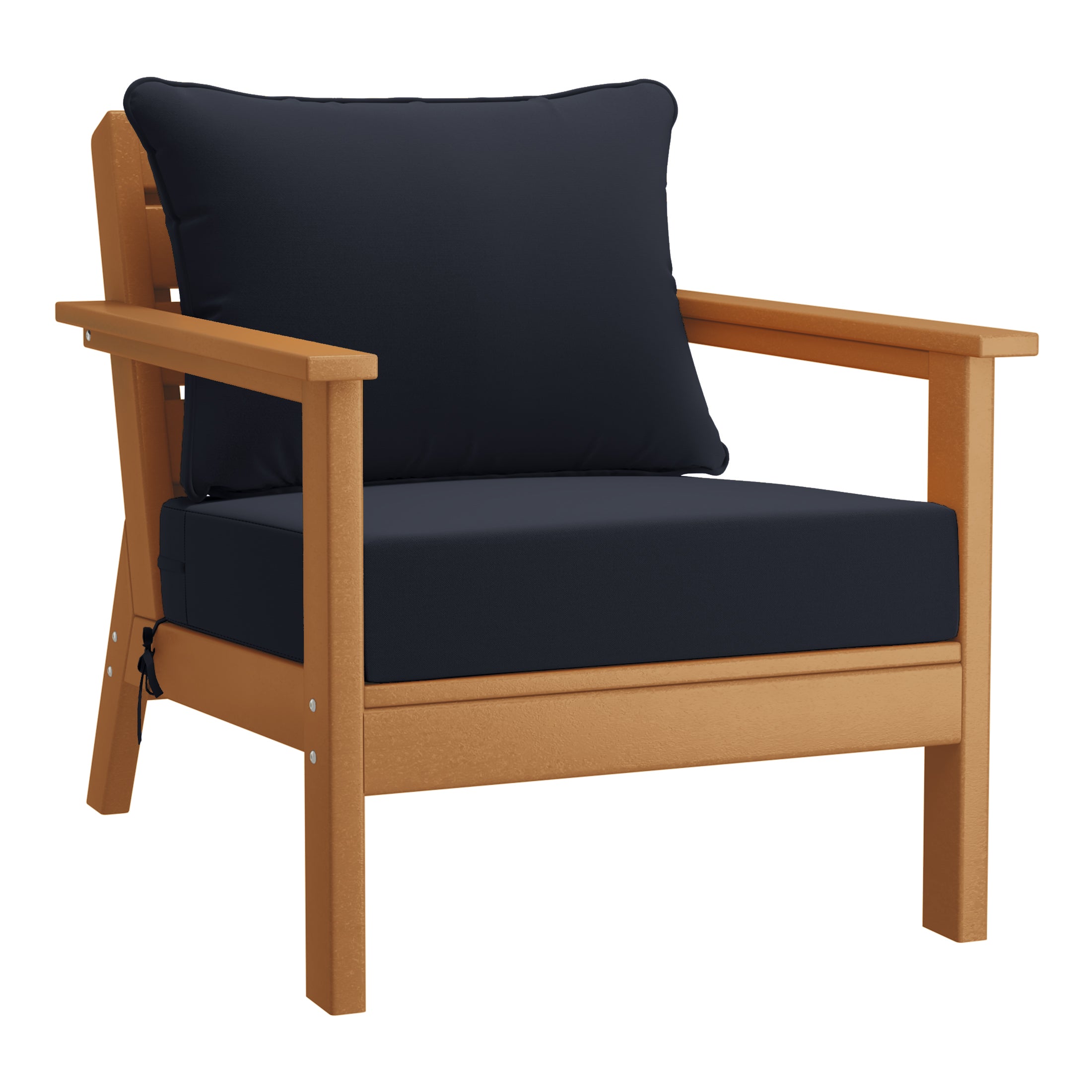 Portsmouth Outdoor Modern HDPE Patio Club Chairs with Deep Seat Cushions (Set of 2)