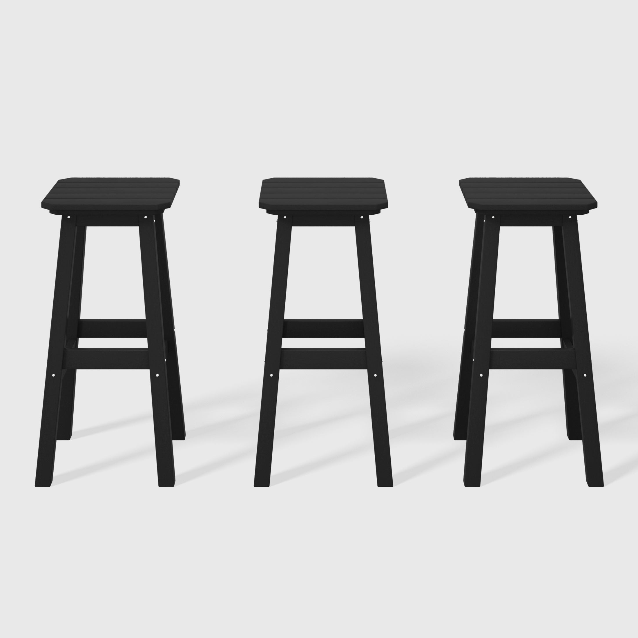 Paradise 29" HDPE Outdoor Patio Square Bar Stools (Set of 3)