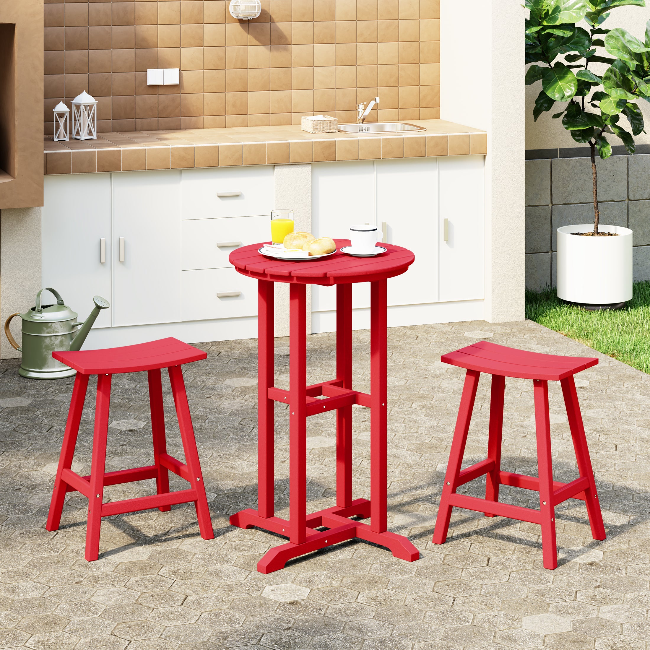 Paradise Outdoor Patio Counter Height Bar Stools Bistro Bar Table Set