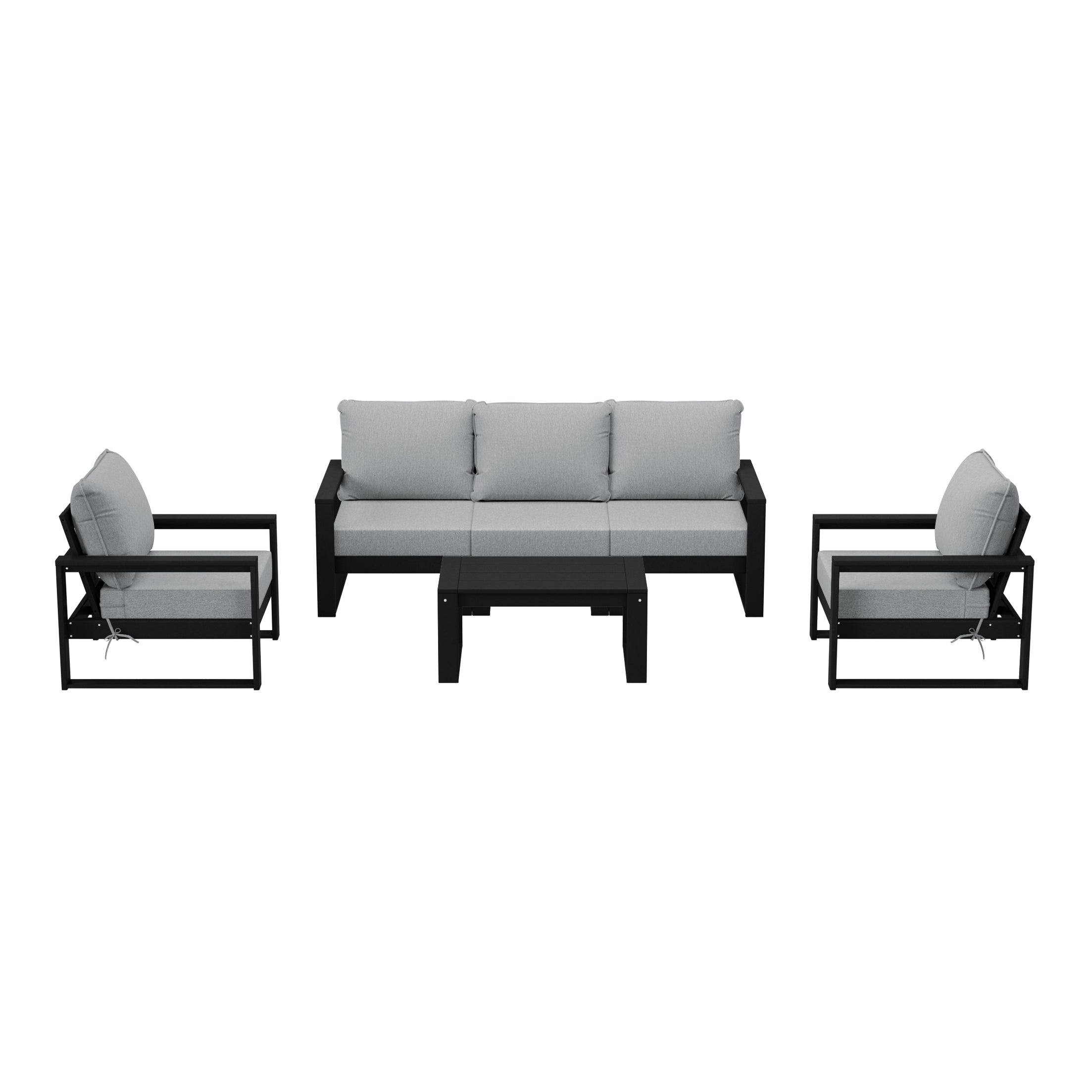 Rockaway 6-Piece Modern HDPE Outdoor Patio Furniture Sofa Conversation Set with Coffee Table