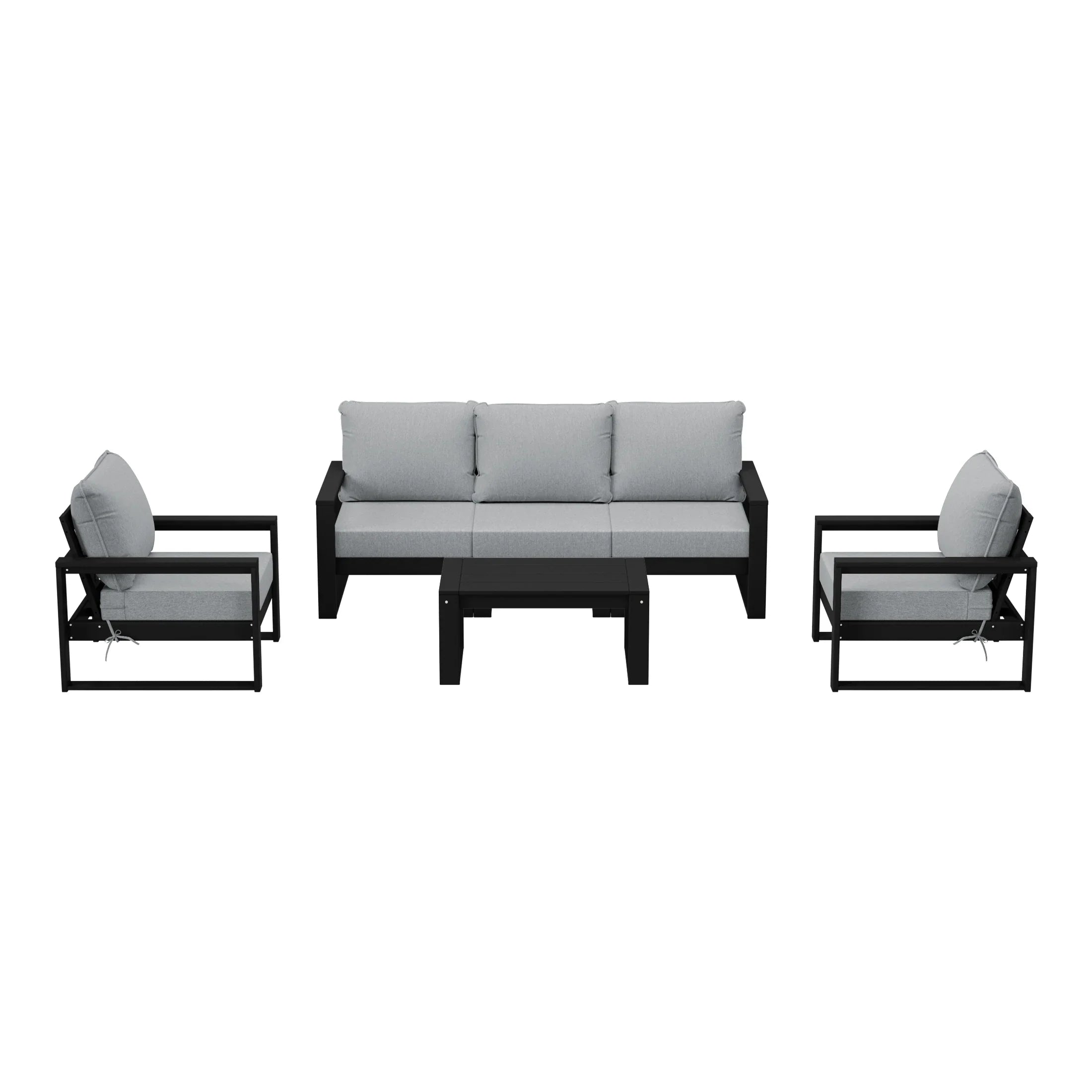 Rockaway 6-Piece Modern HDPE Outdoor Patio Furniture Sofa Conversation Set with Coffee Table