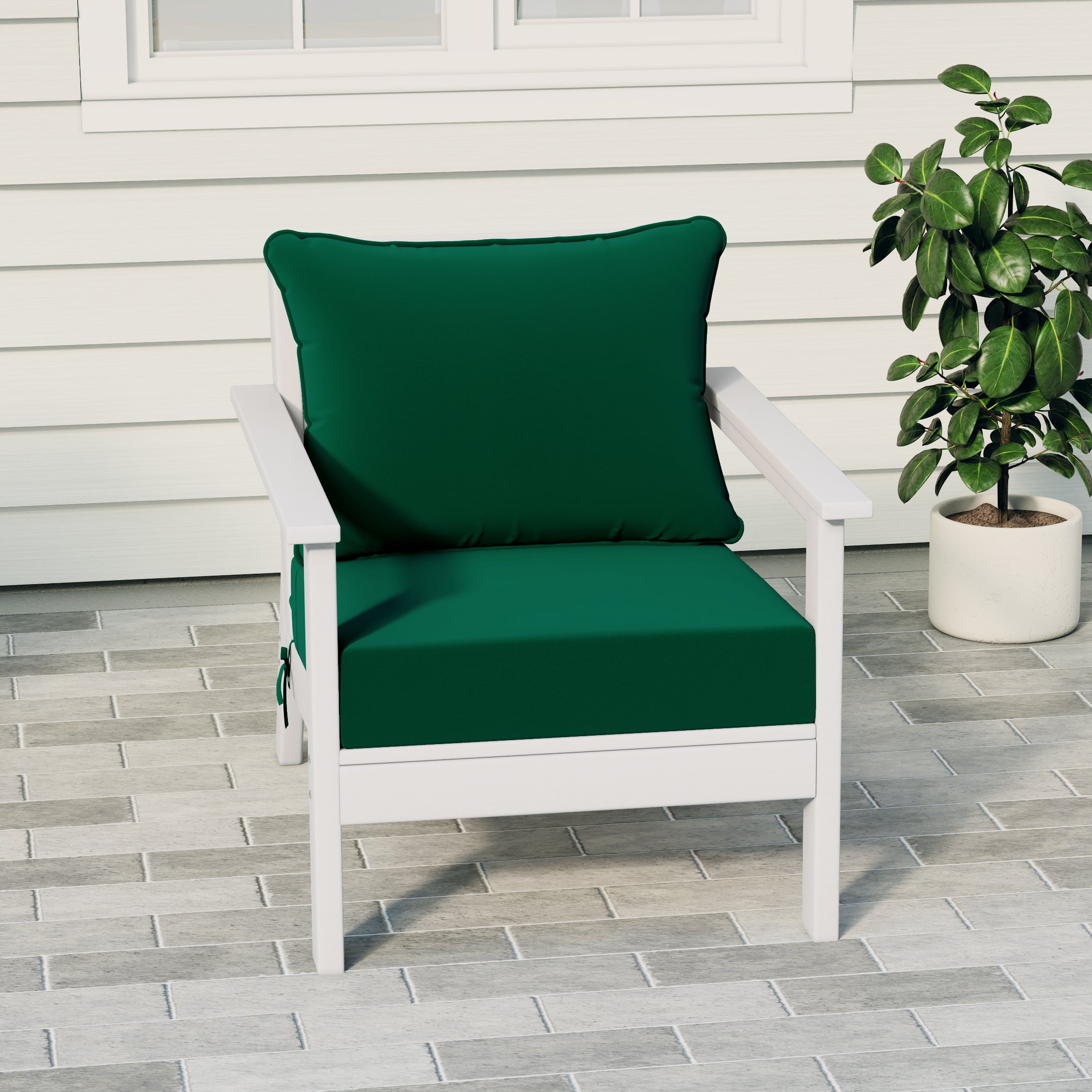 Portsmouth Outdoor Modern HDPE Patio Club Chair with Deep Seat Cushions