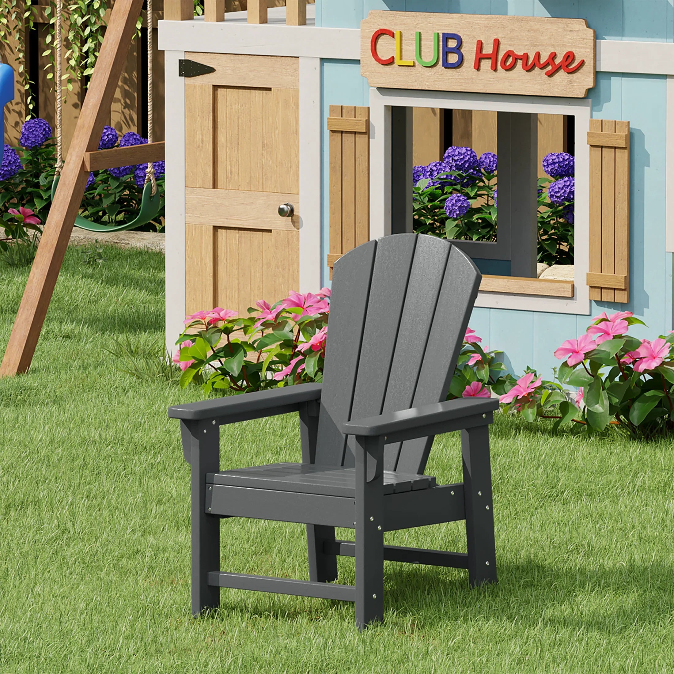 Paradise Kids Outdoor HDPE Adirondack Plastic Patio Chair