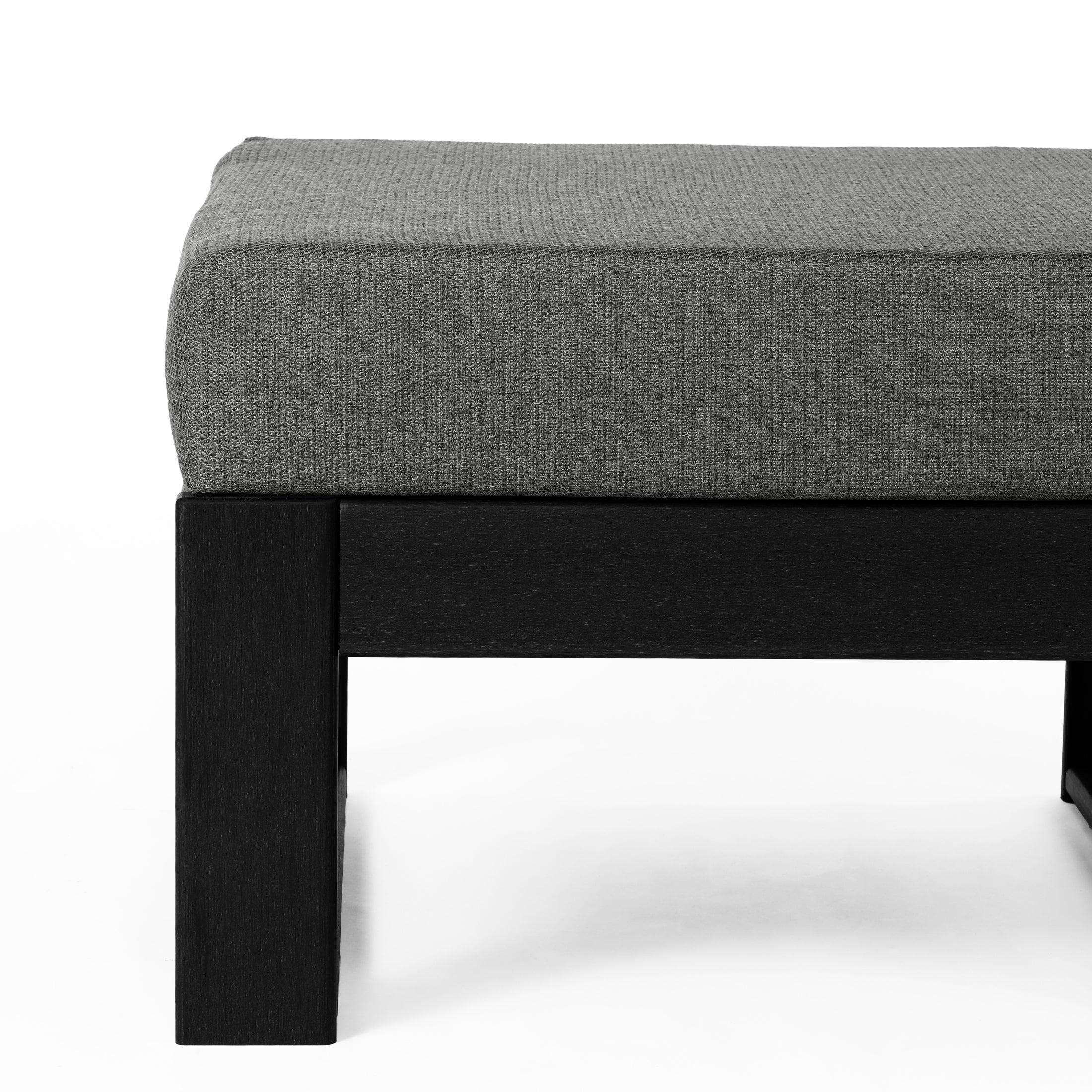 Rockaway Outdoor HDPE Patio Ottoman with Waterproof Olefin Cushions