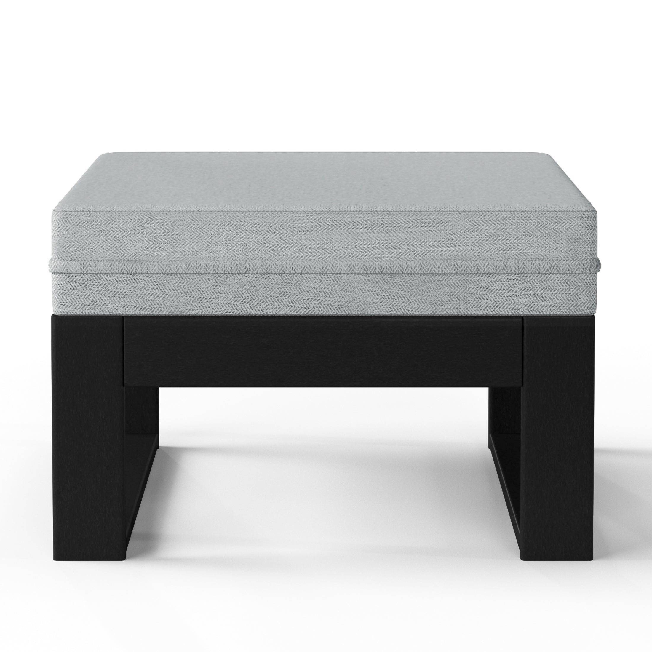 Rockaway Outdoor HDPE Patio Ottoman with Waterproof Olefin Cushions