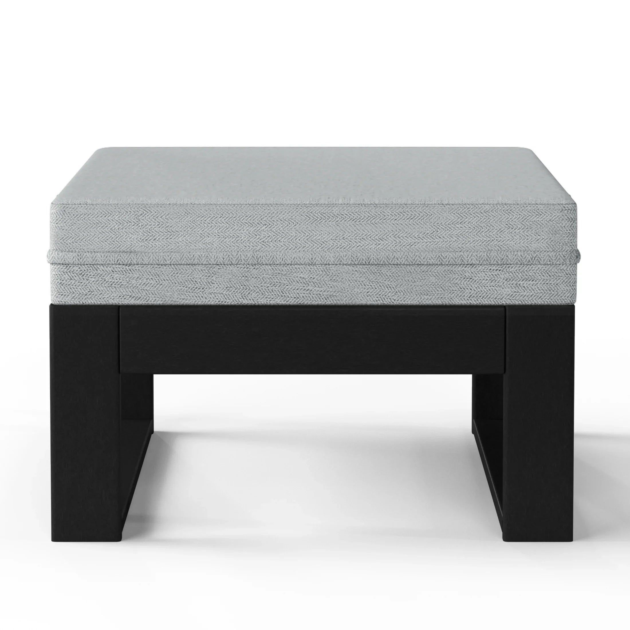 Rockaway Outdoor HDPE Patio Ottoman with Waterproof Olefin Cushions
