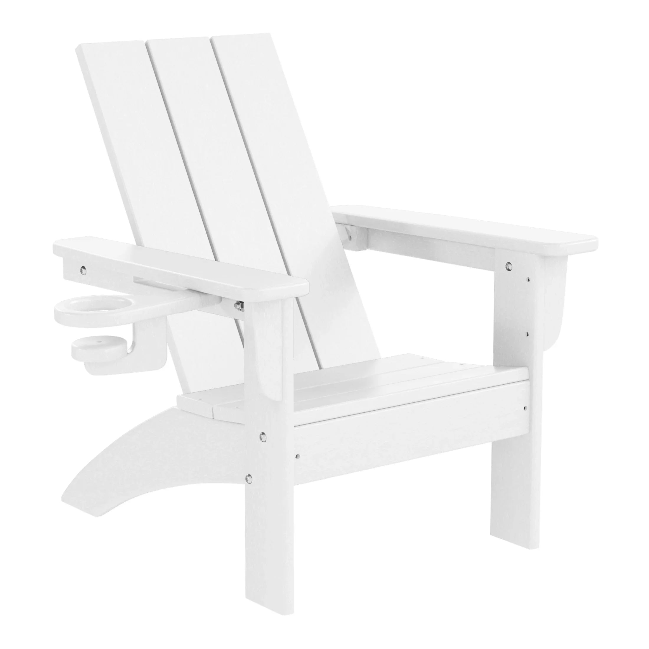 Palms 3-Piece Kids HDPE Modern Adirondack Chairs Set with Square Side Table and Cup Holders