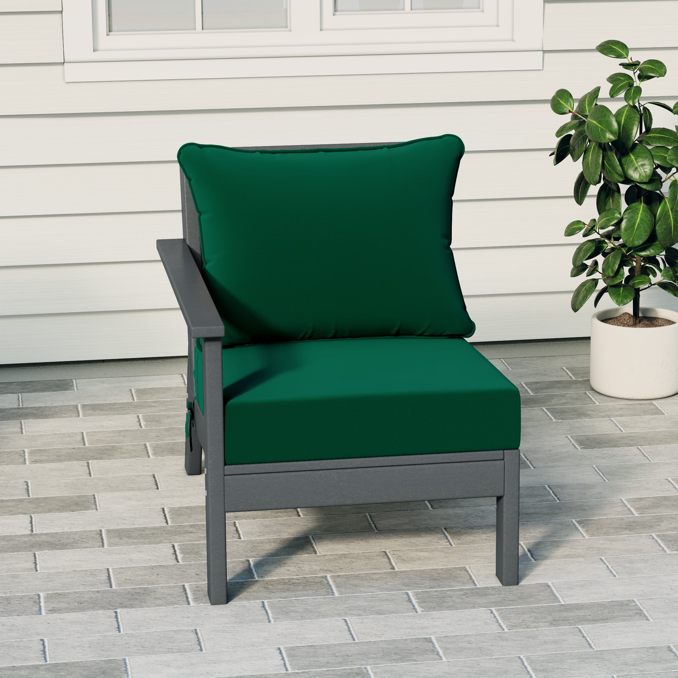 Portsmouth Outdoor Patio HDPE Left Arm Sectional Corner Club Chair with Patio Cushions