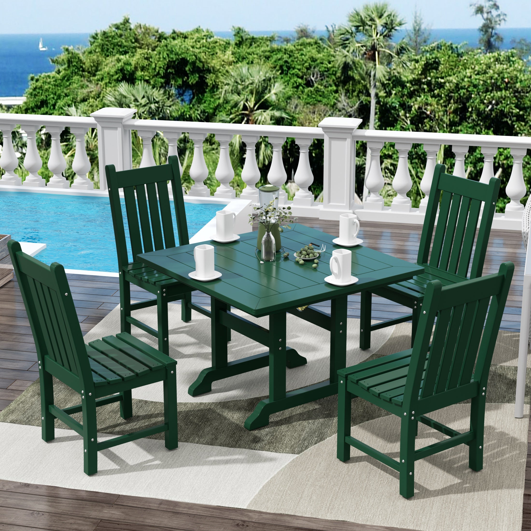 Paradise 5 Piece Outdoor Patio Dining Set Outdoor Square Table and Chair Set