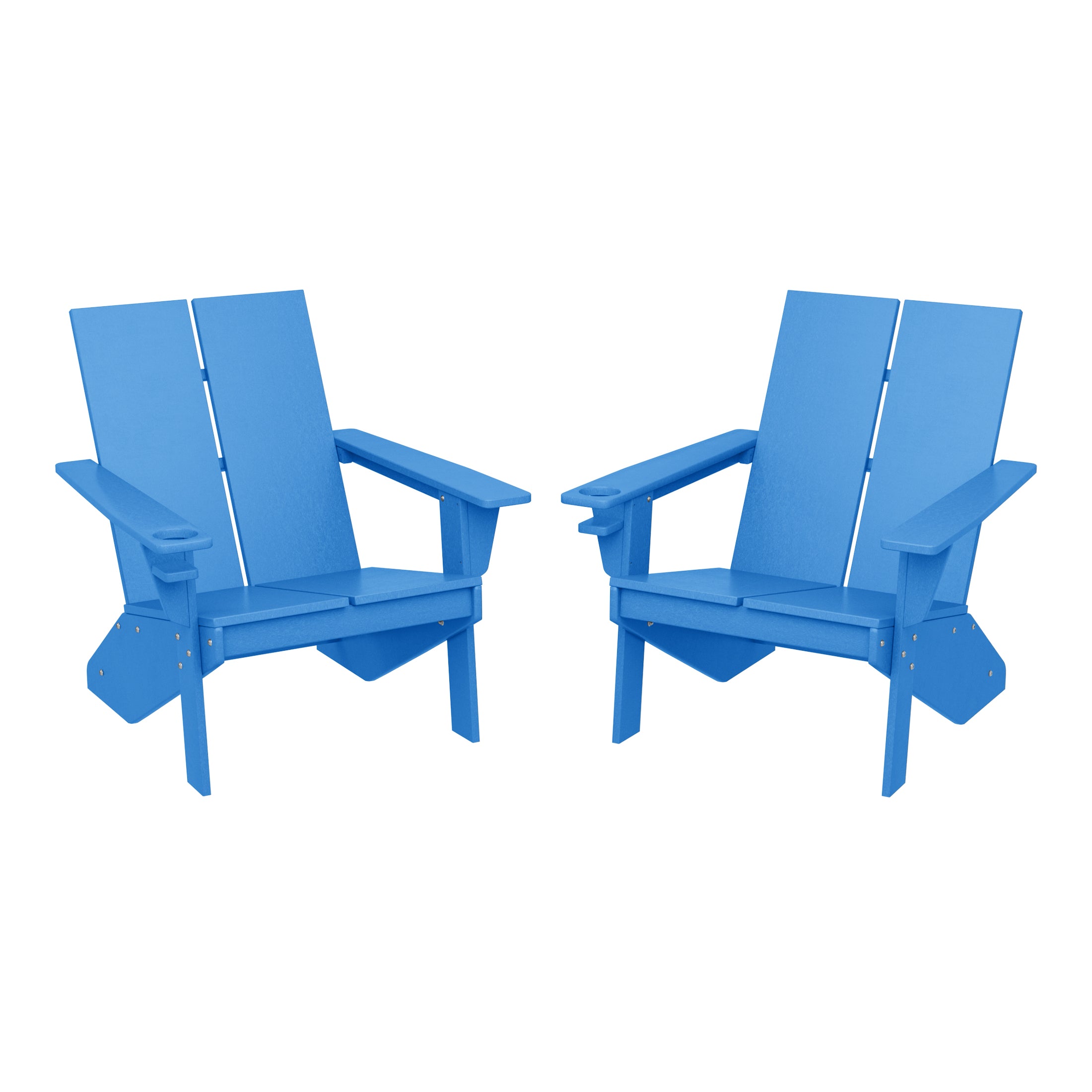 Seaview Outdoor HDPE Modern Adirondack Chair with Cup Holder (Set of 2)