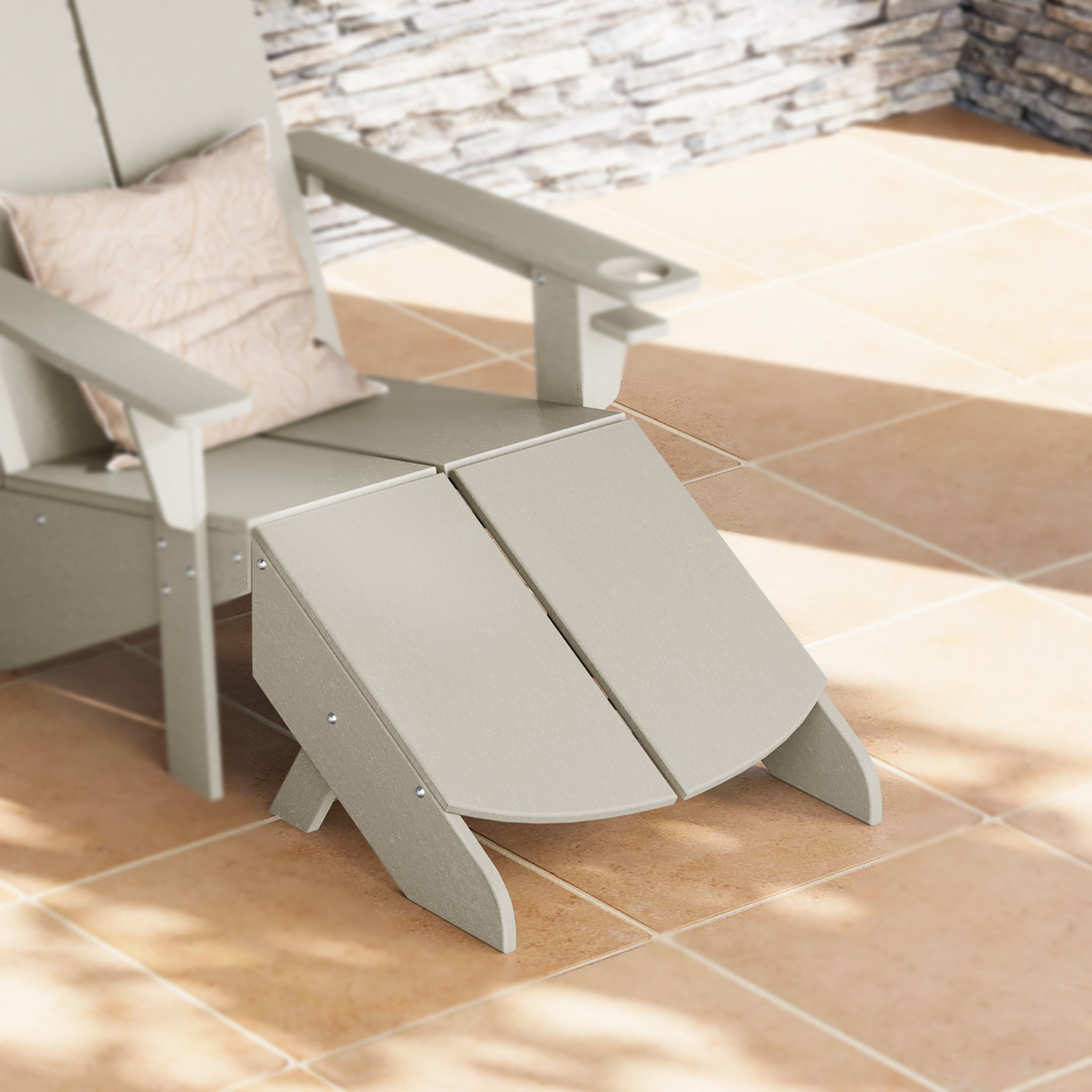 Seaview Modern HDPE Plastic Folding Patio Adirondack Ottoman