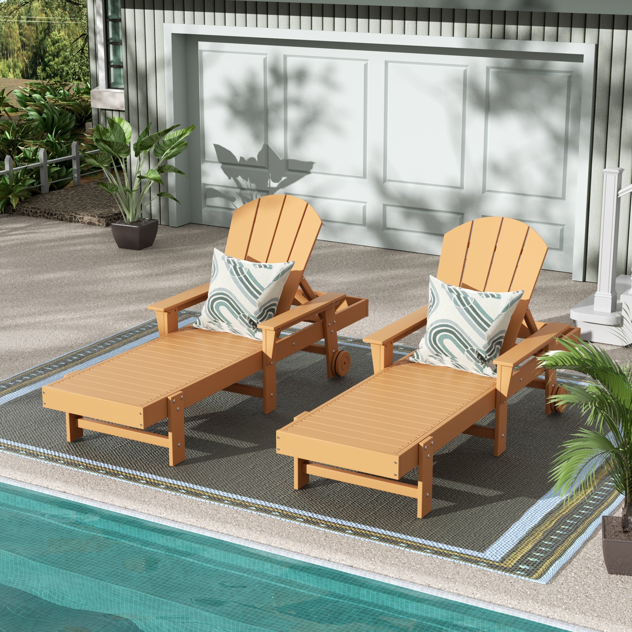 Paradise 2 Piece Reclining Chaise Lounge With Arms & Wheels