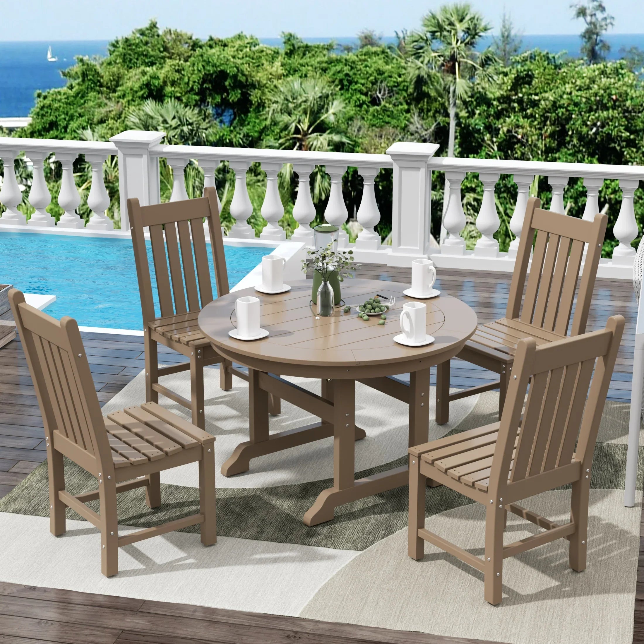 Paradise 5 Piece Outdoor Patio Dining Set Outdoor Round Table and Chair Set