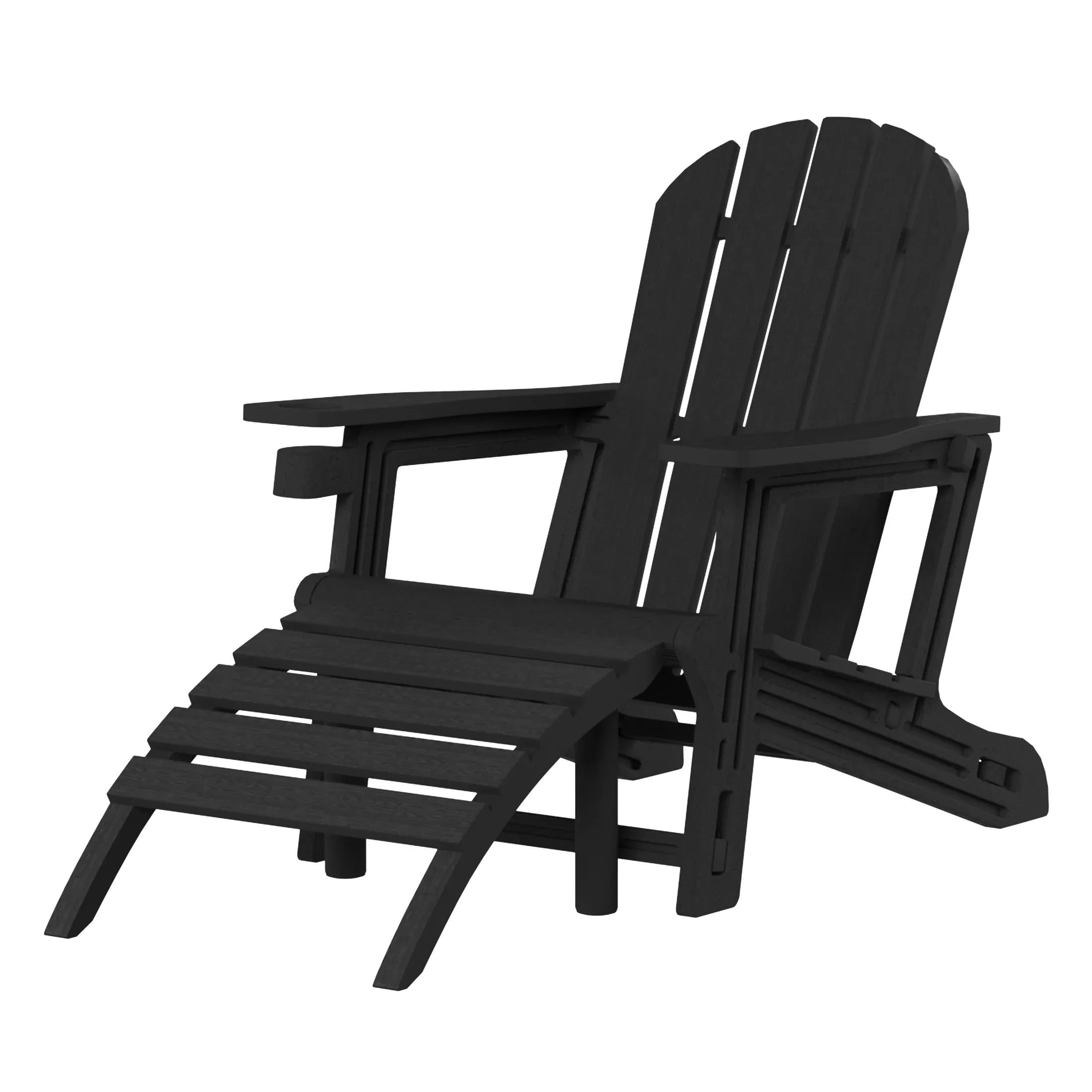 Cayman No-Tools Outdoor HDPE Patio Adirondack Chair with Patio Ottoman
