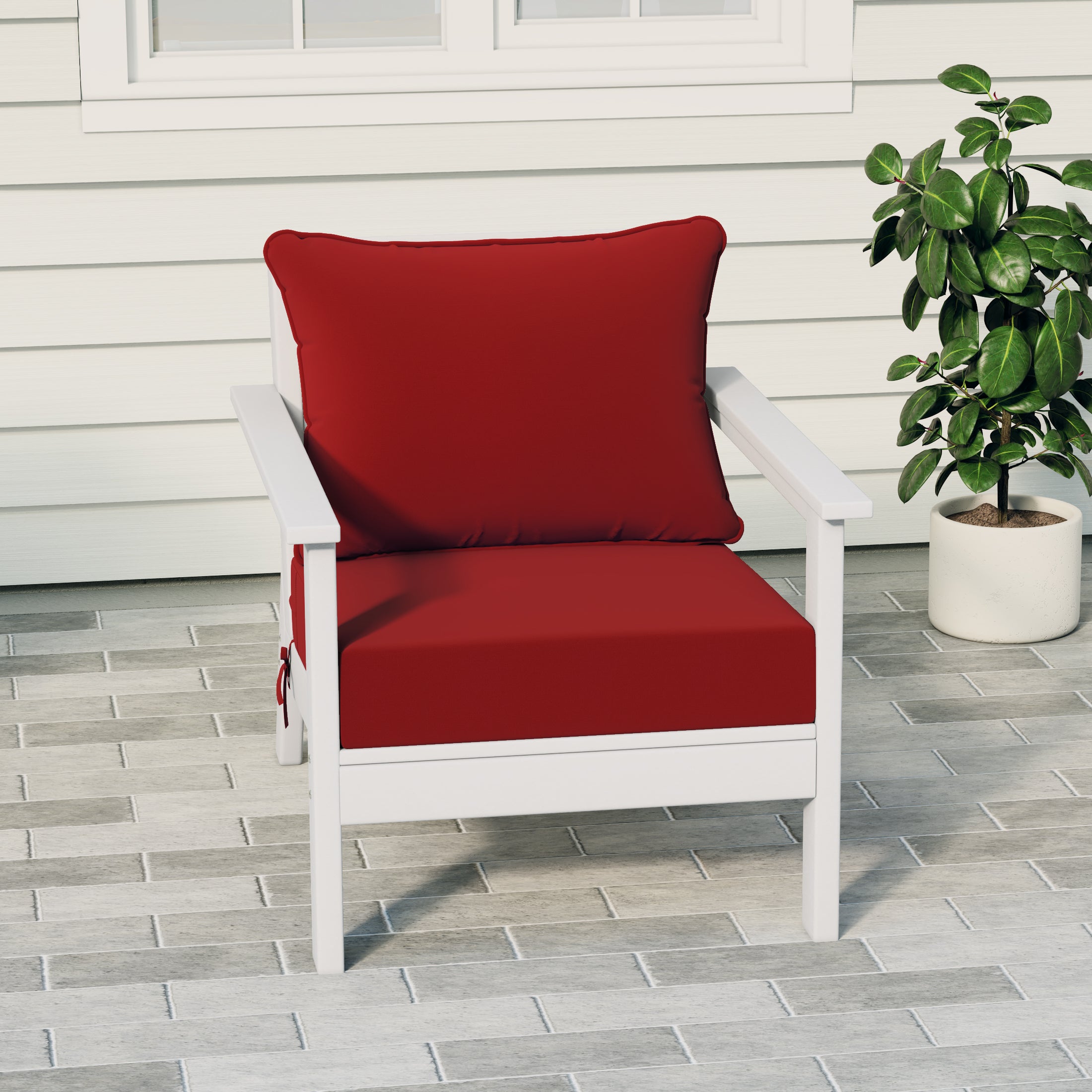 Portsmouth Outdoor Modern HDPE Patio Club Chair with Deep Seat Cushions