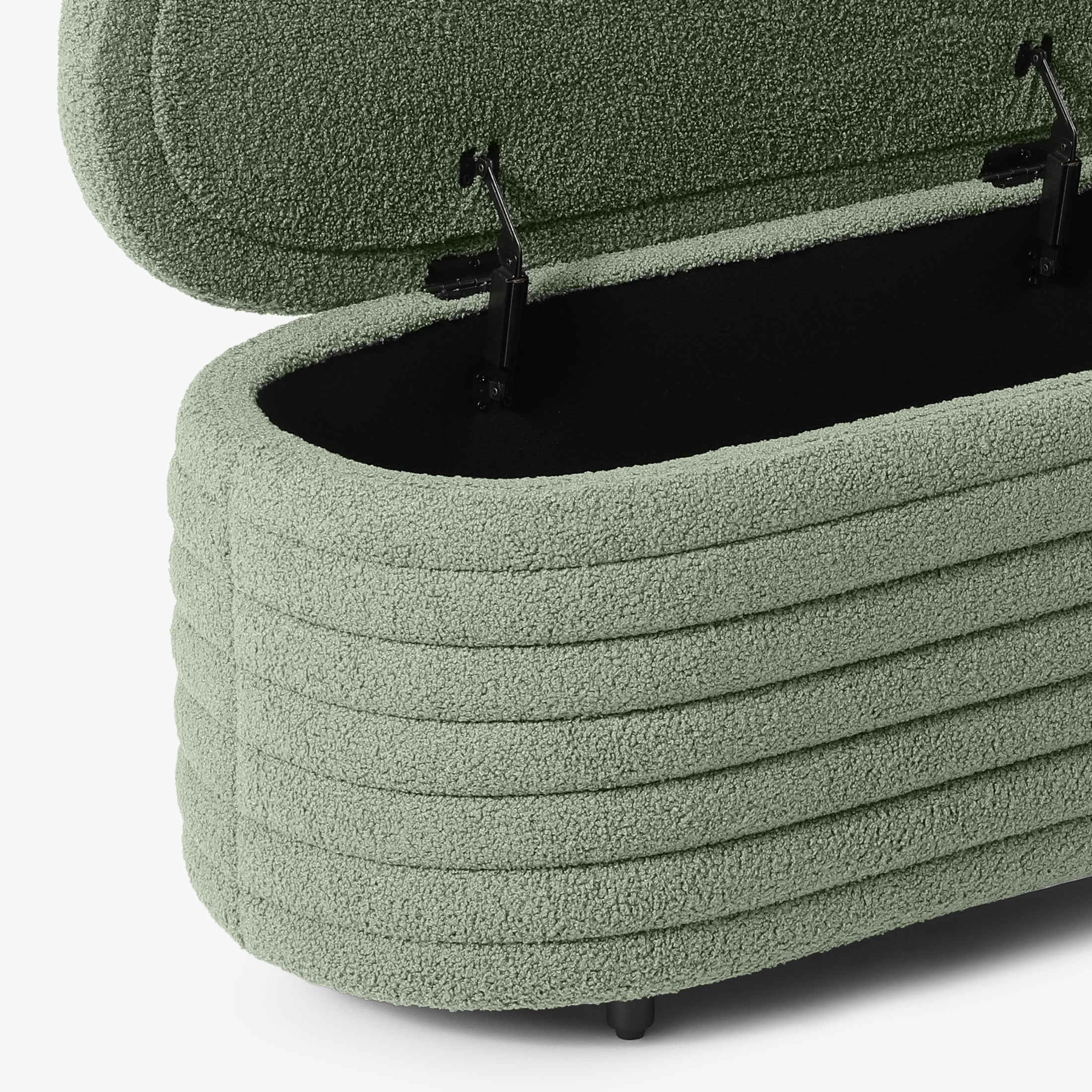 Celine 42" Wide Mid-Century Modern Upholstered Teddy Sherpa Tufted Oval Storage Ottoman Bench