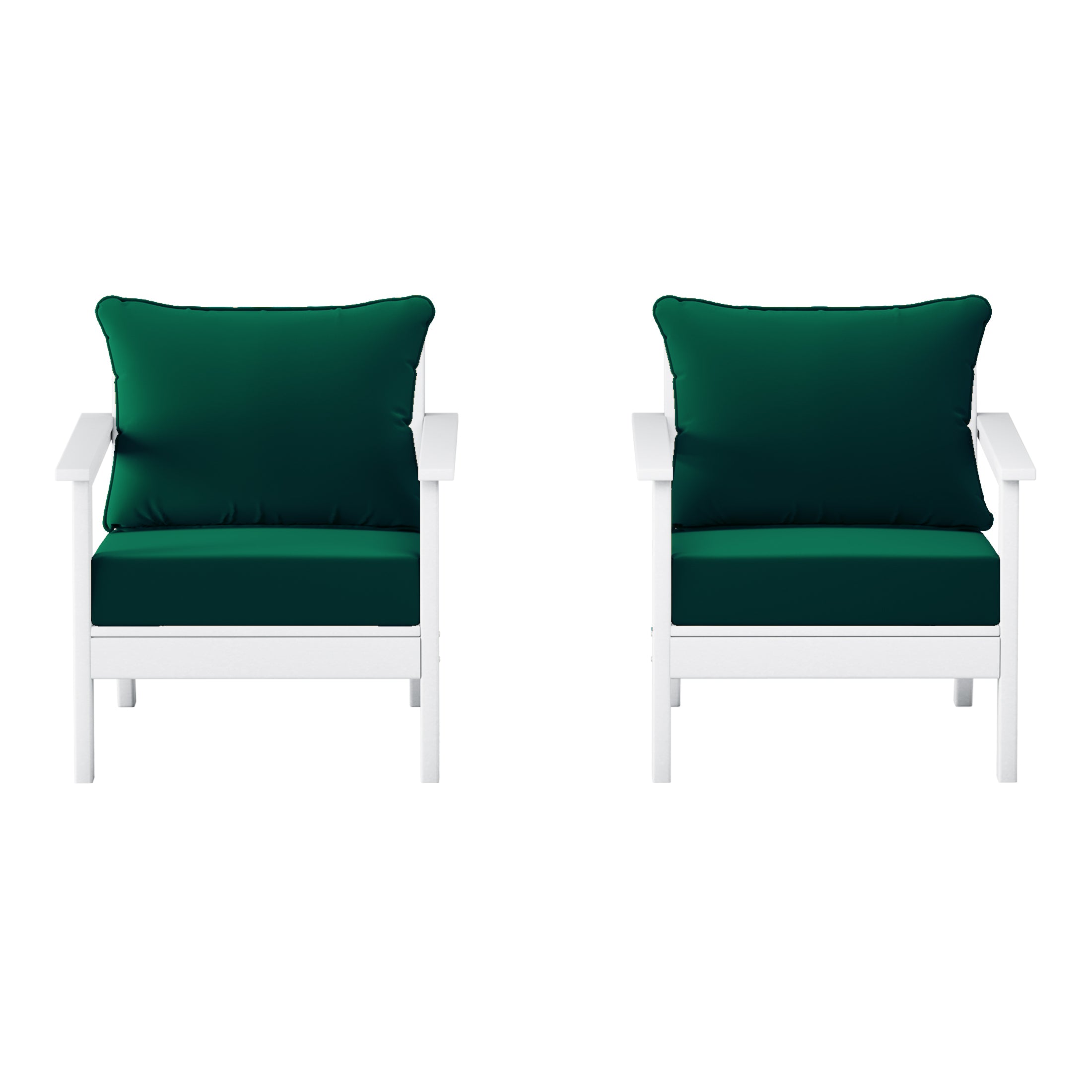 Portsmouth Outdoor Modern HDPE Patio Club Chairs with Deep Seat Cushions (Set of 2)