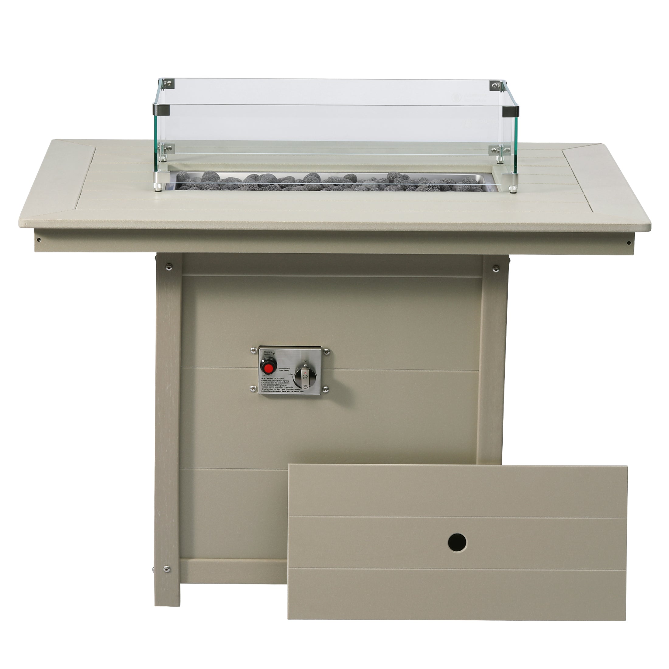 Sol 46" Modern Outdoor Patio Gas Propane Rectangular Fire Pit Table