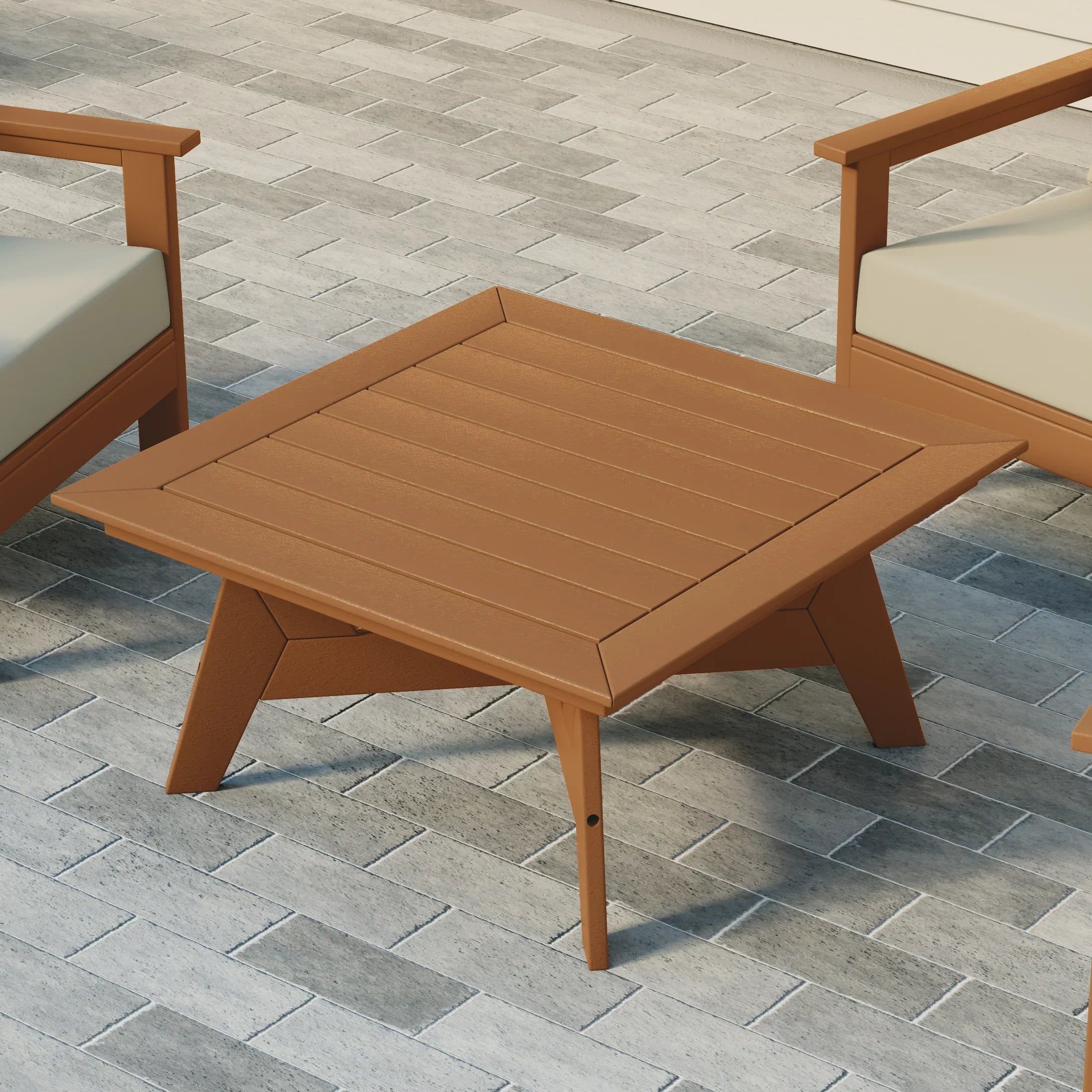 Portsmouth Modern Low Outdoor Patio Square HDPE Coffee Table