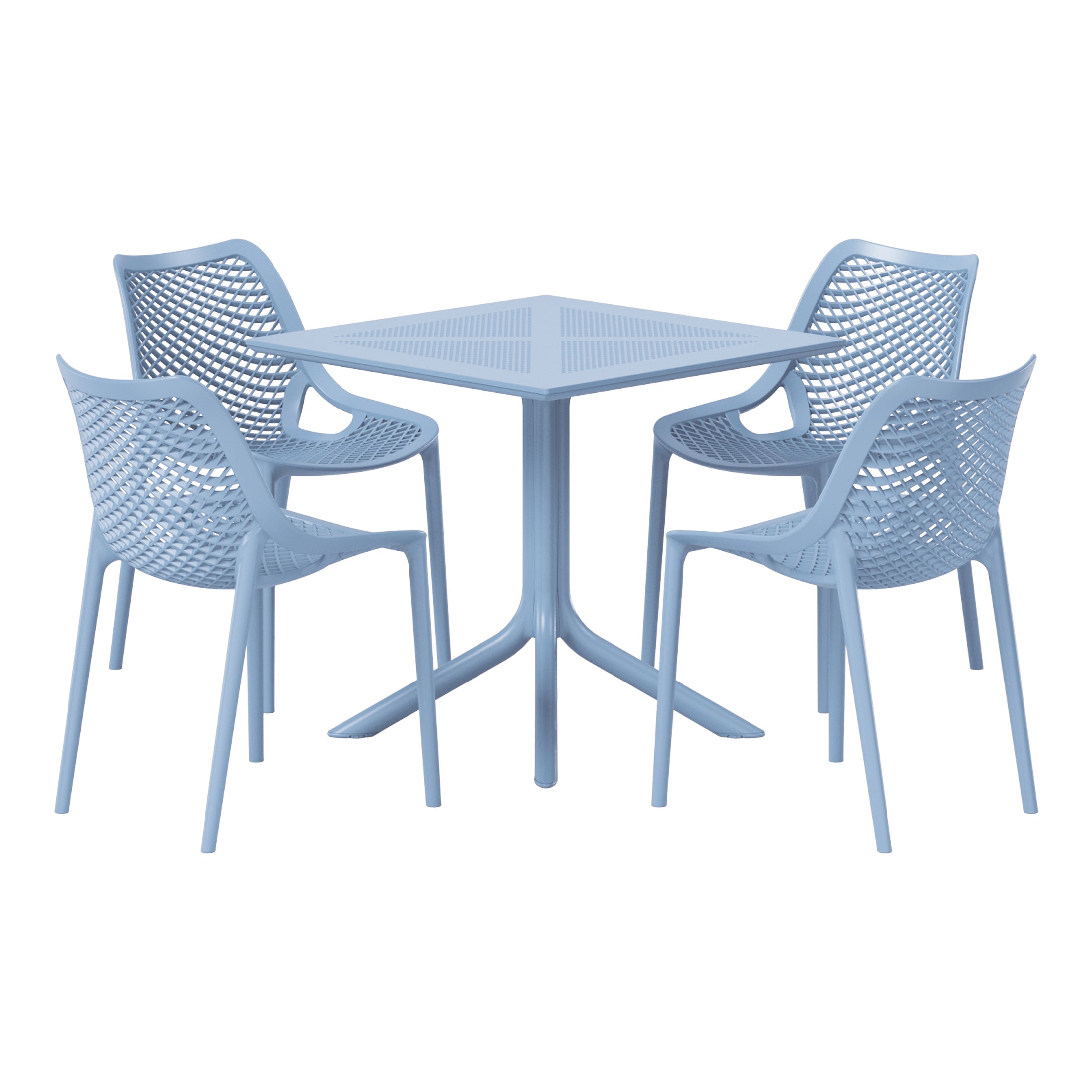 Sunshine 5-Piece Modern Square Patio Dining Table Set with Stackable Patio Dining Chairs